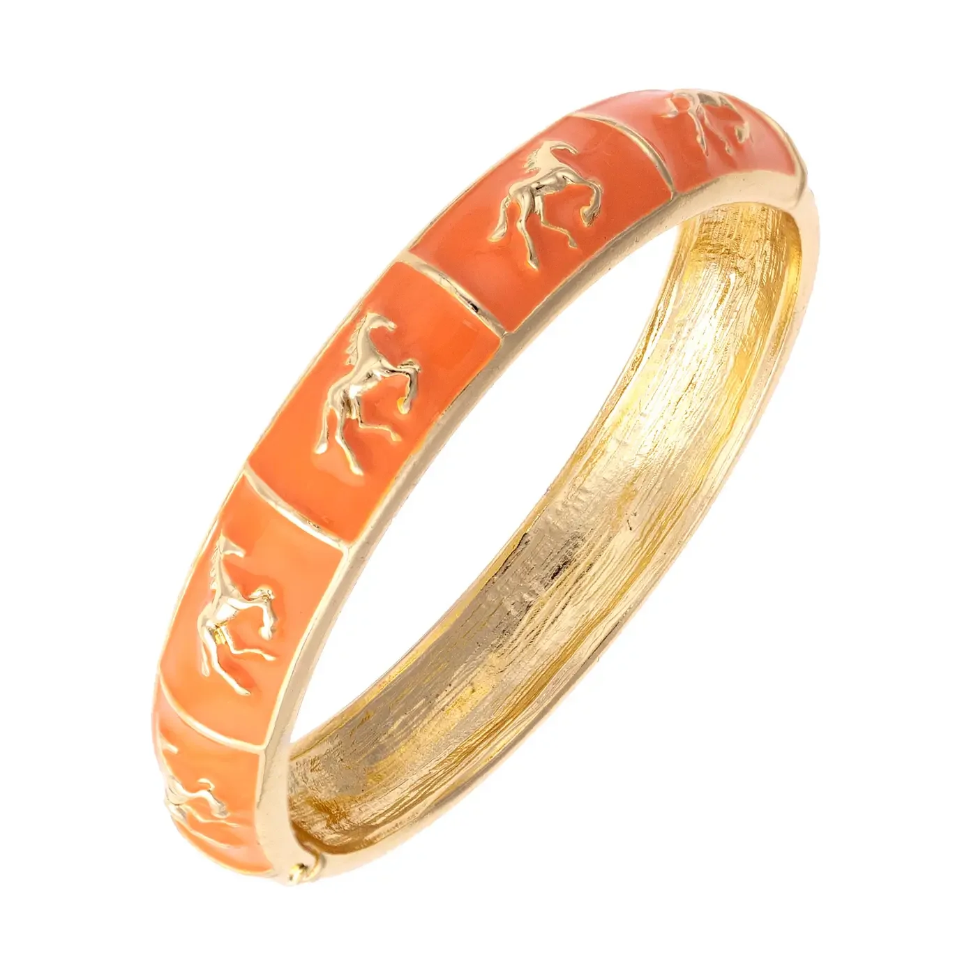 Horsin' Around Sculpted Enamel Hinge Bangle bracelet in orange
