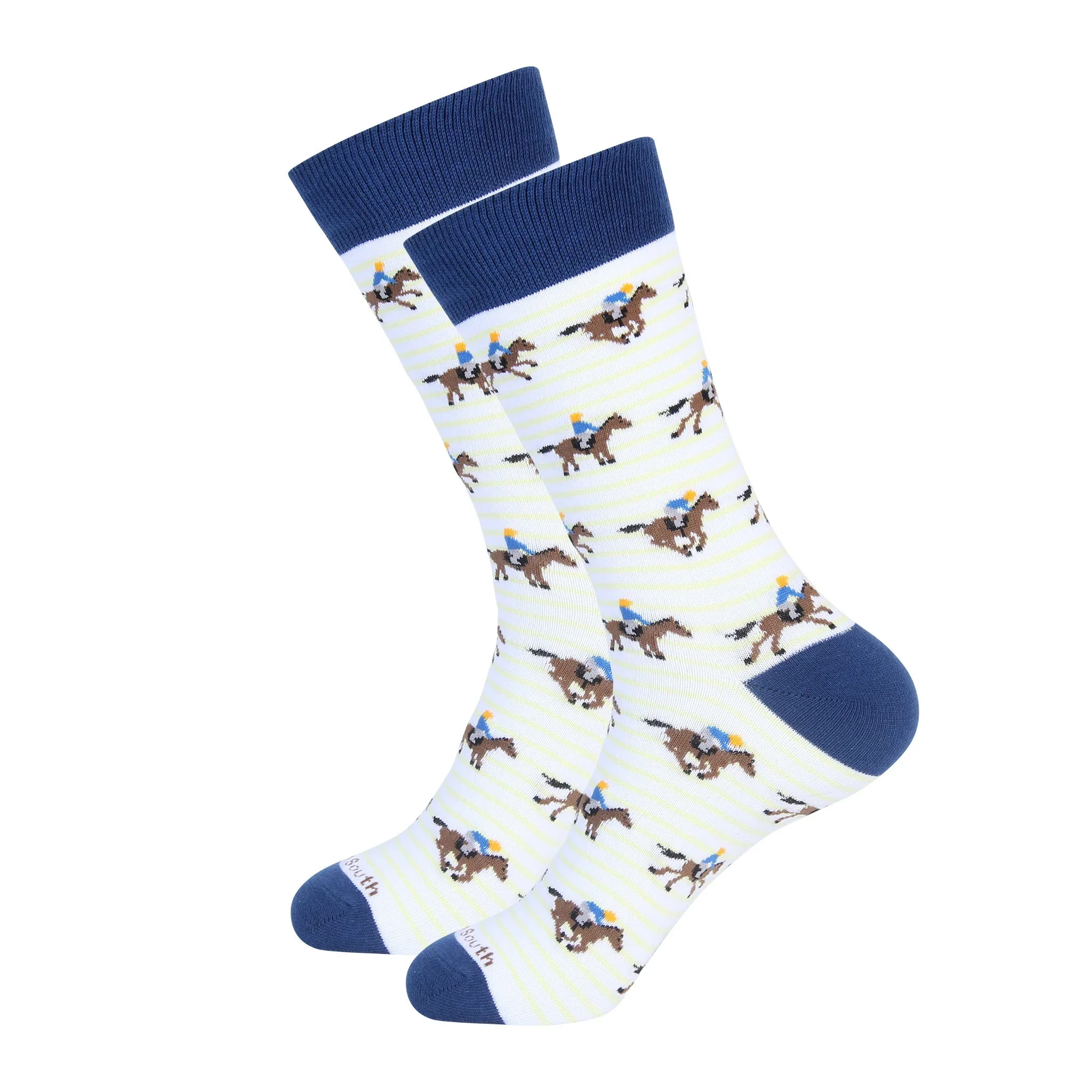 Navy & Yellow Striped Horse Racing Socks