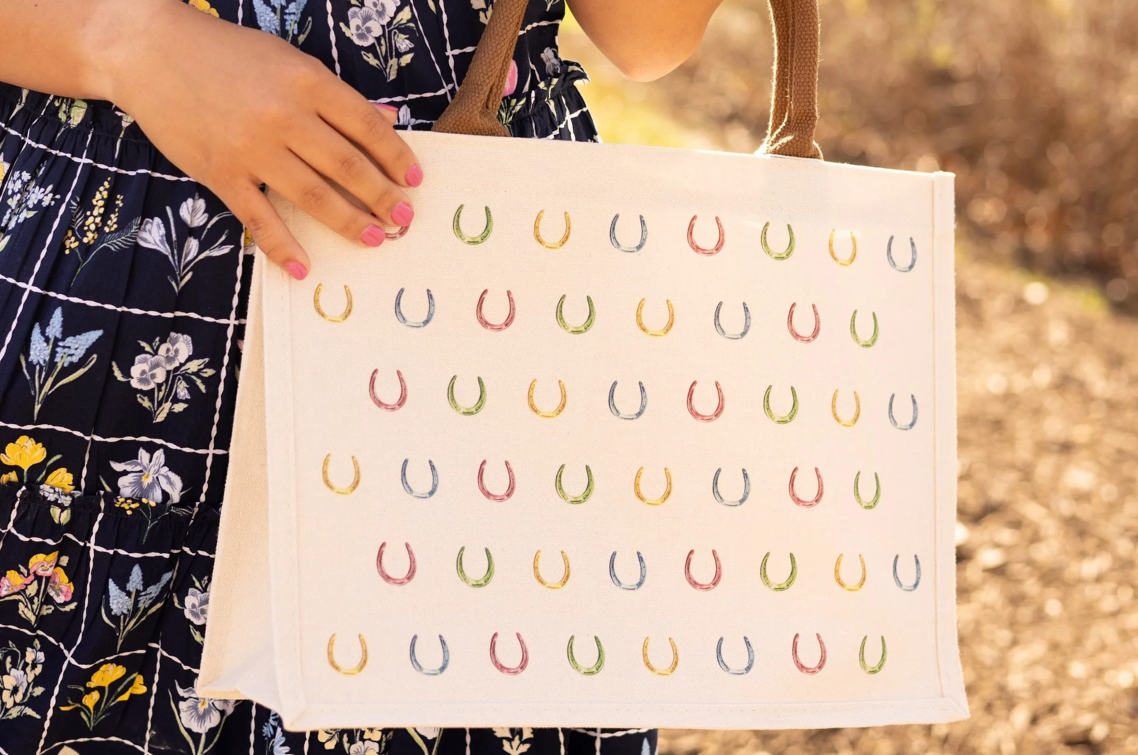 Multi Color Horseshoe Tote Bag – Derby Style Equestrian Tote