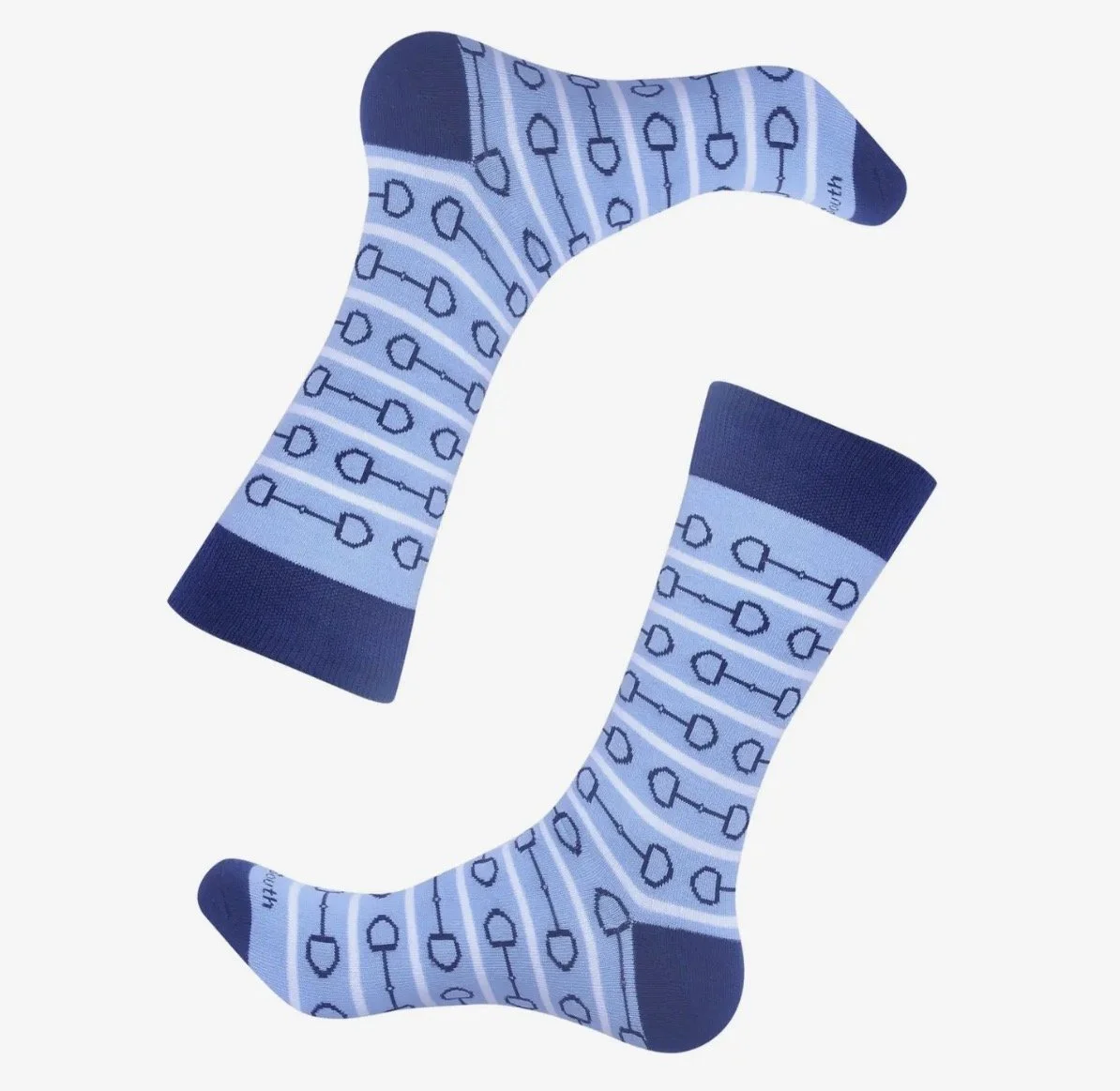 Blue Horse Bit Socks featuring classic horse bit pattern