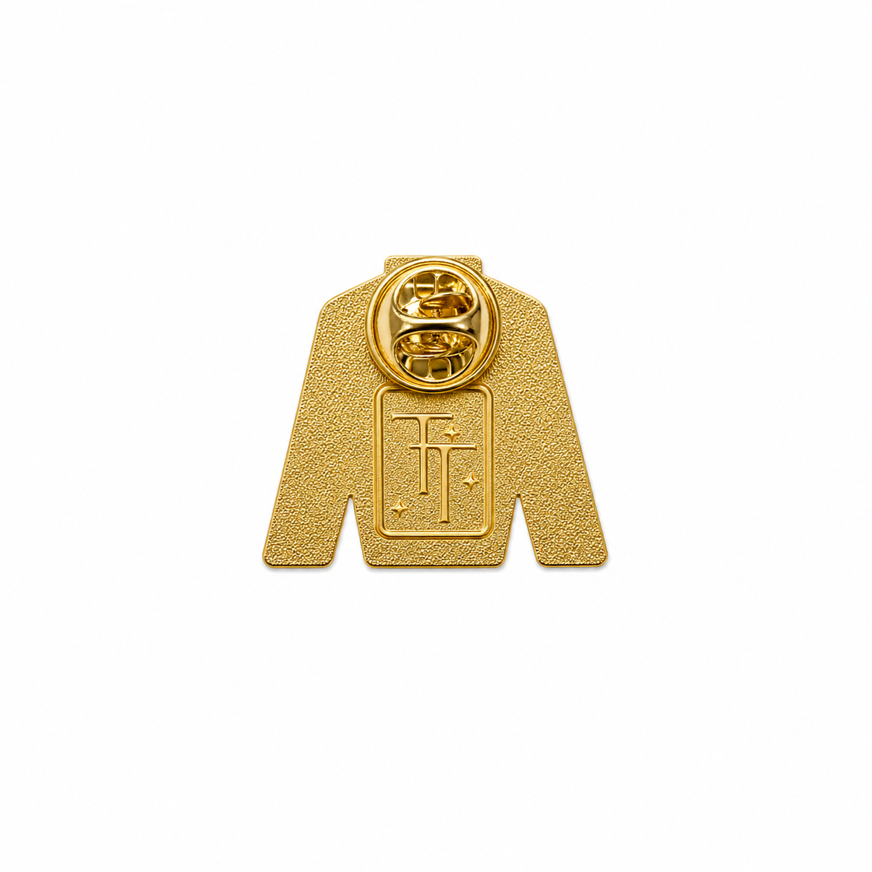 Back of Belmont Park jockey silk enamel pin with gold-tone finish