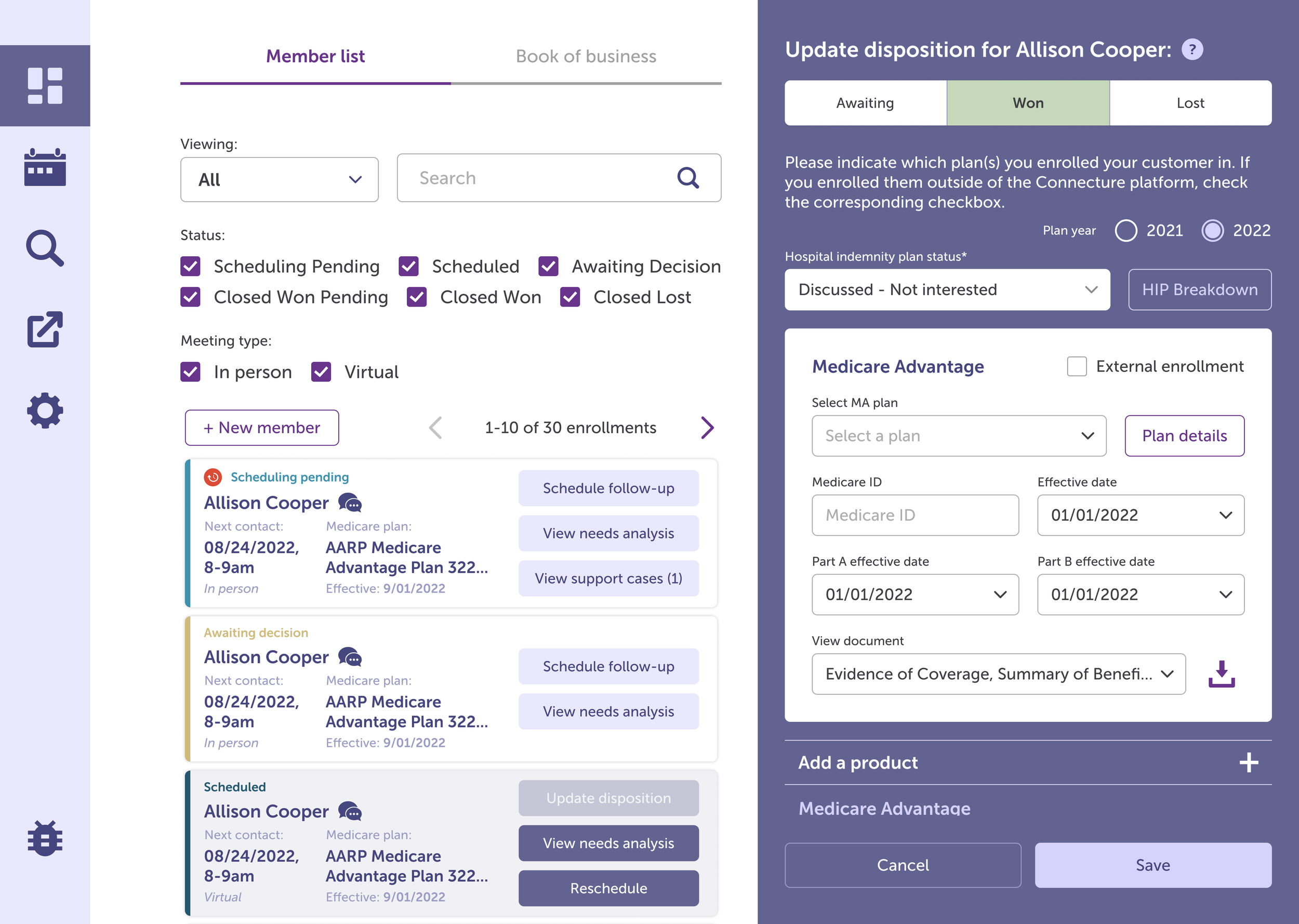 Dashboard - Customer list - Dispo drawer open.png