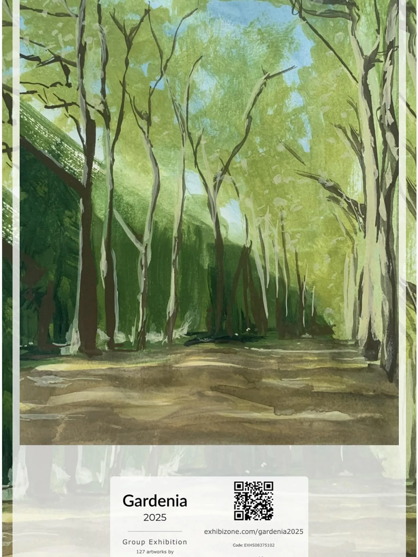 Well, here&rsquo;s some fun news 🤗. I submitted some paintings for consideration in a juried exhibition and this one was accepted! The exhibition is online, so you can check it out from anywhere in the world. Follow the QR code on the poster to view