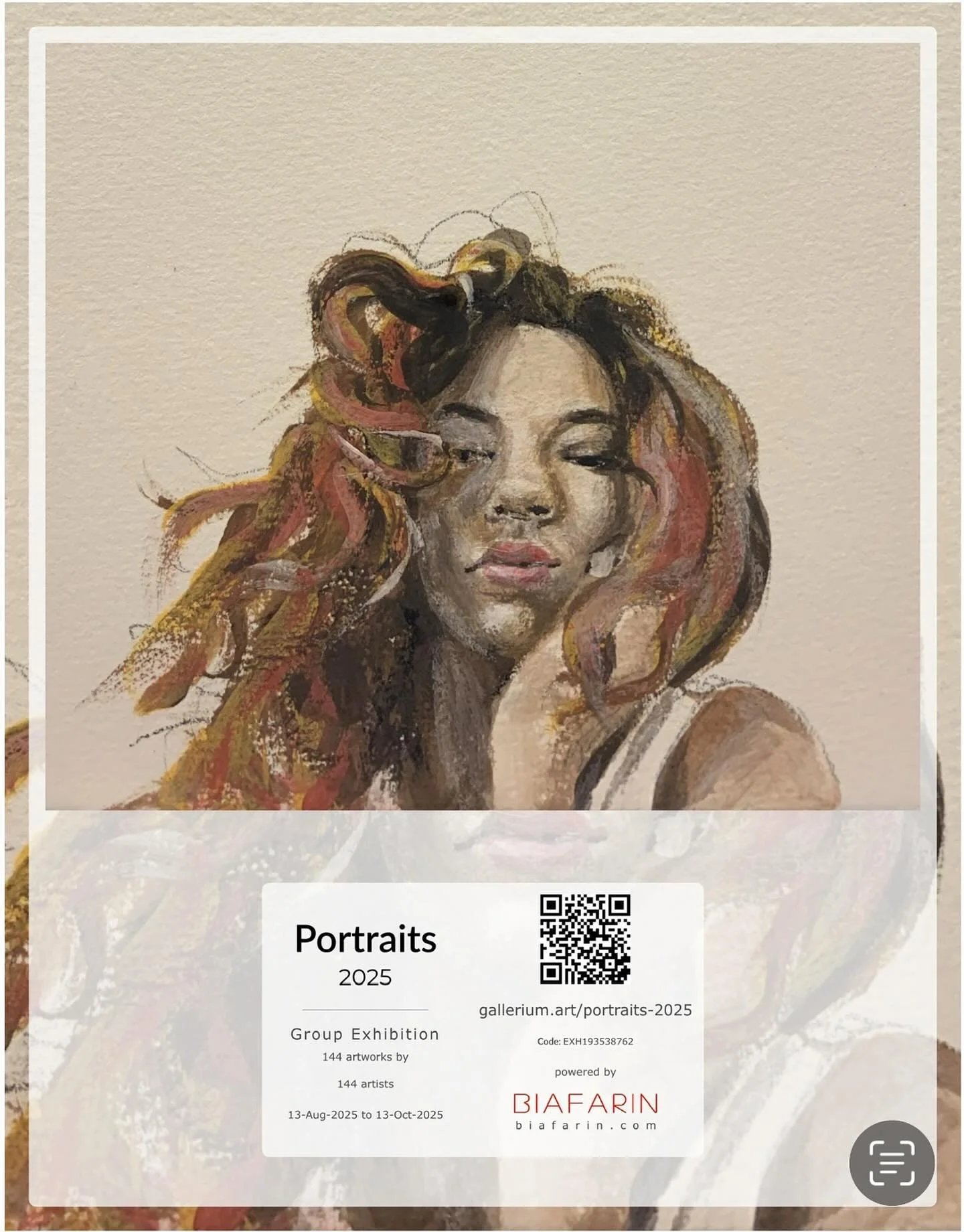 And another one!
This painting has also got accepted into a juried exhibition.
Sometimes I throw out the net and get surprised.
Guess I will keep working on art after all&hellip;

#portraits 
#caneyo 
#juriedexhibition 
#biafarin 
#keepgoing