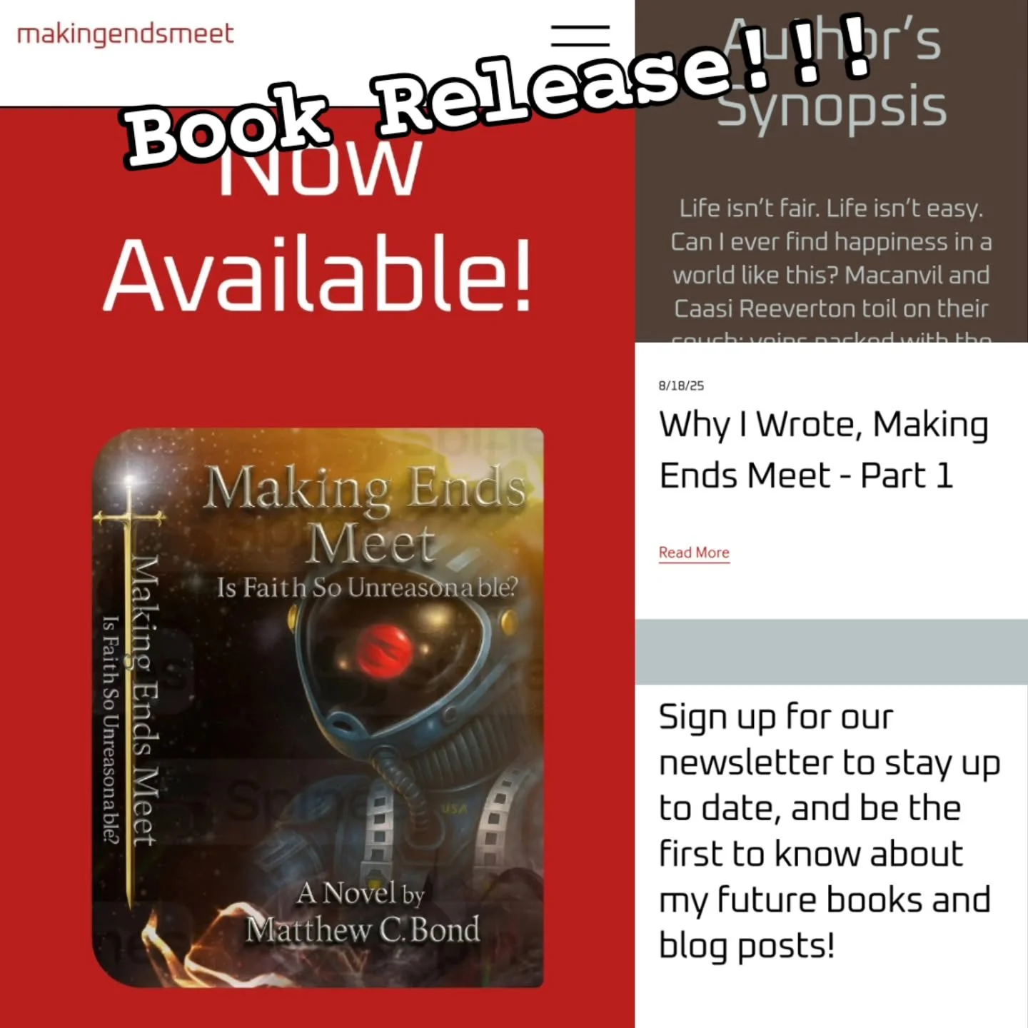 It's been a long journey to get here, but by the grace of God, the day has finally come🏗️🚀✝️ Making Ends Meet is now available on Amazon! These past few months were challenging, thank you all for your patience and support! It's not the easiest to f