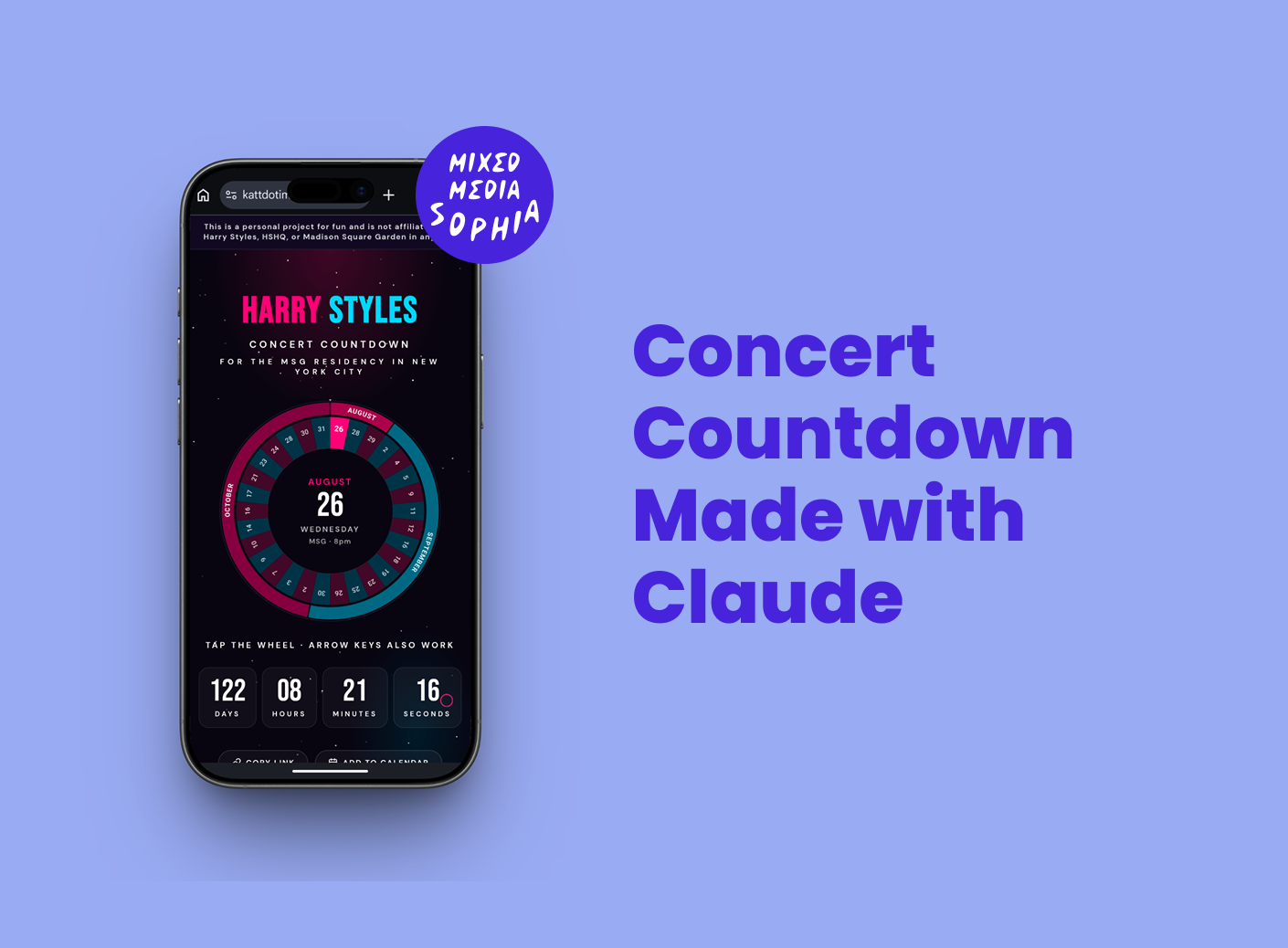 Building a concert countdown website with AI