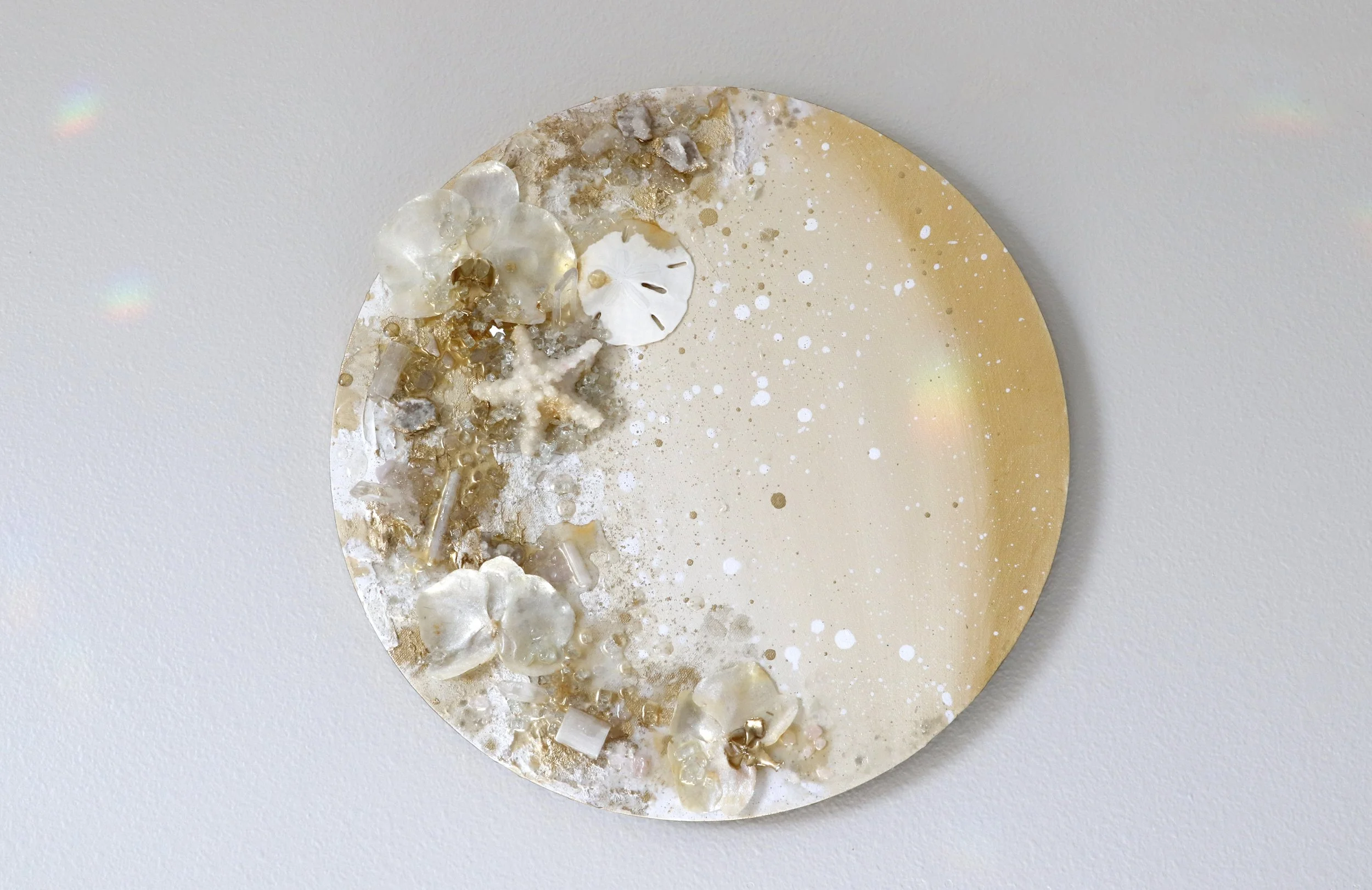 gold and neutral colored wall art, abstract painting, ocean themed beach inspired nature art