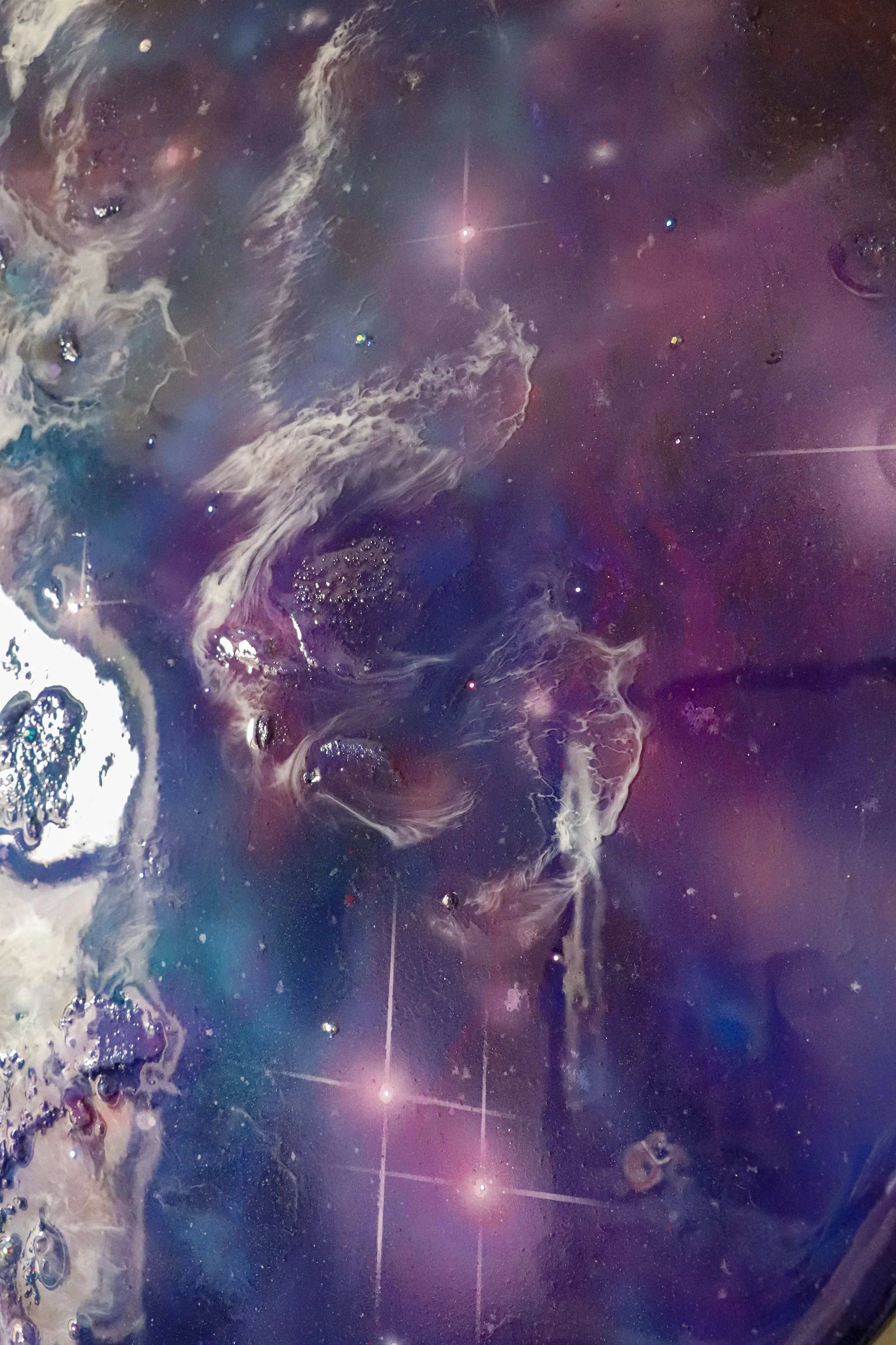 close up detail photo of galaxy painting and stars