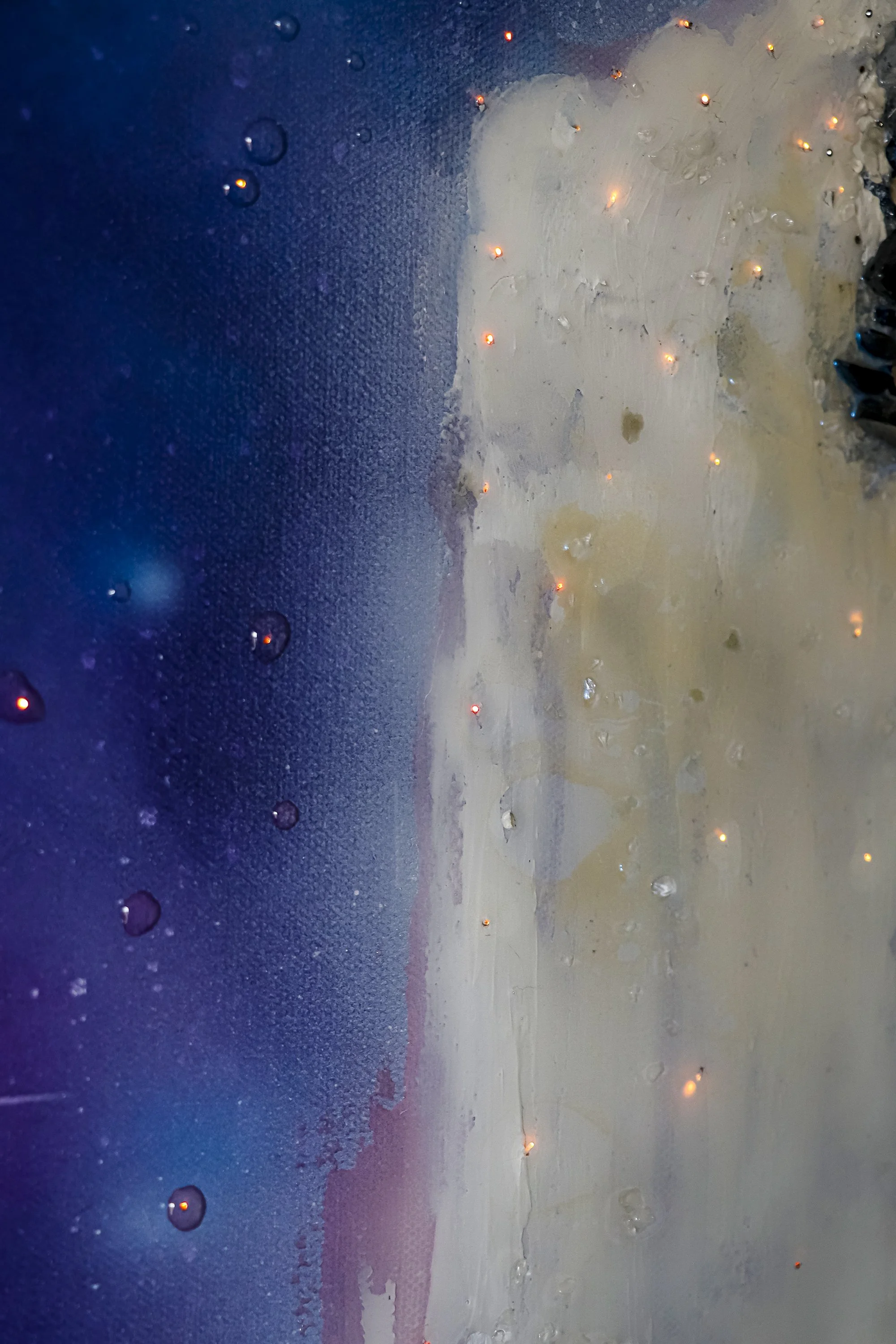 close up detail photo of abstract waterfall landscape painting with resin