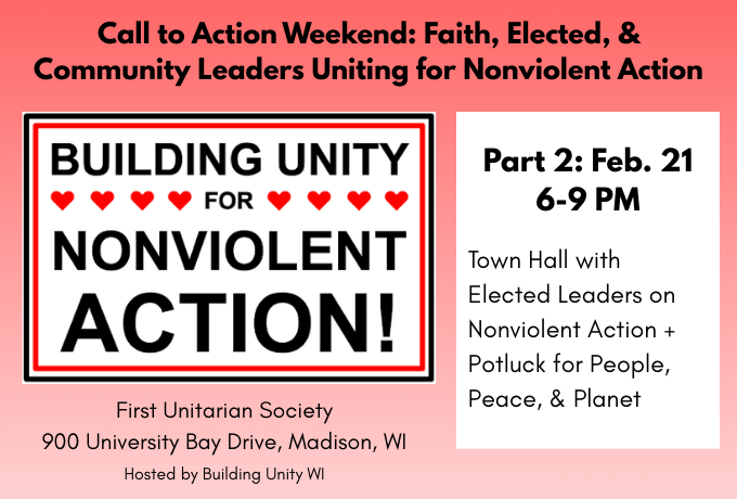 Town Hall with Elected Leaders on Nonviolent Action + Potluck for People, Peace, & Planet 
