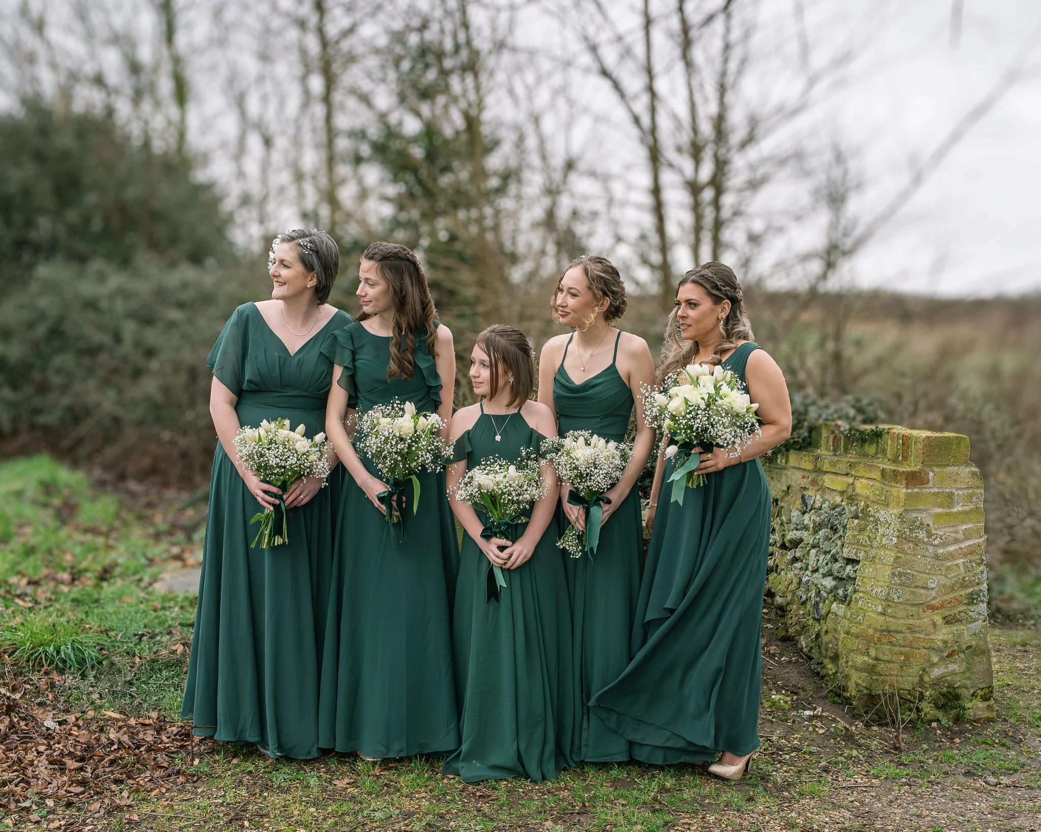 Romantic winter wedding portraits in Norfolk countryside near Norwich