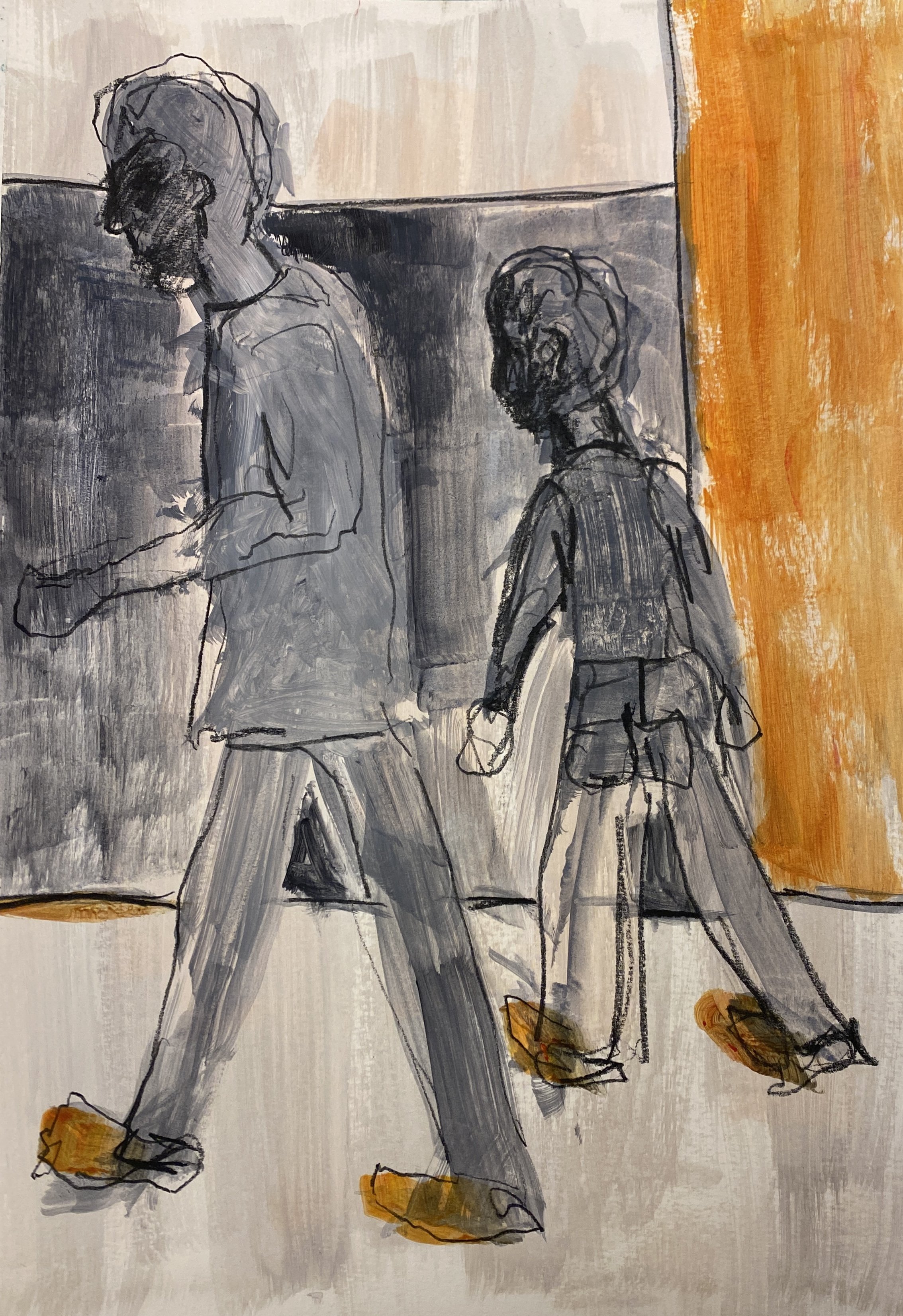 This is America, 15x11, acrylic and pen on paper, 2025