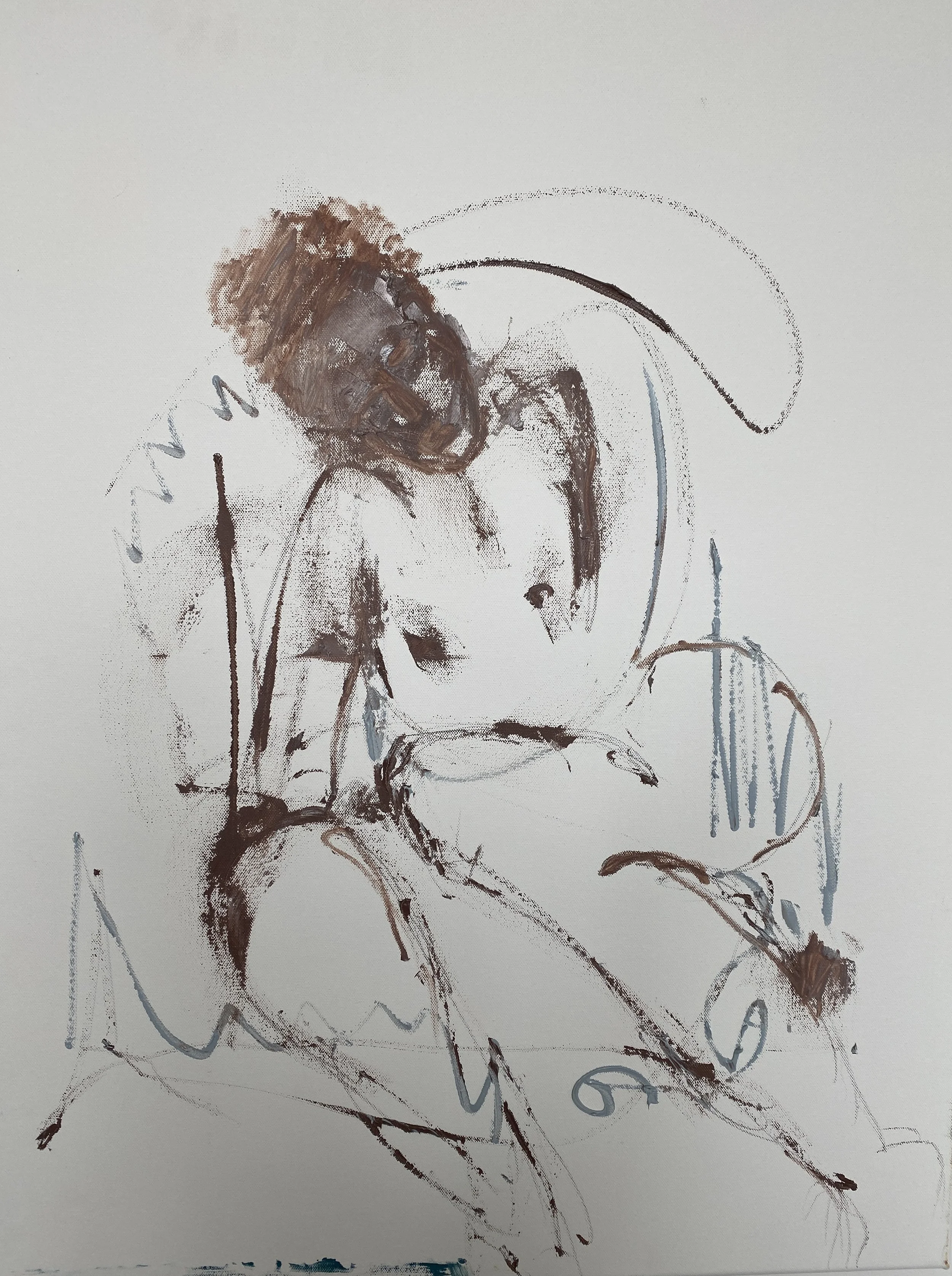 Figure Study in Brown and Gray I, 30x24, oil on canvas, 2025