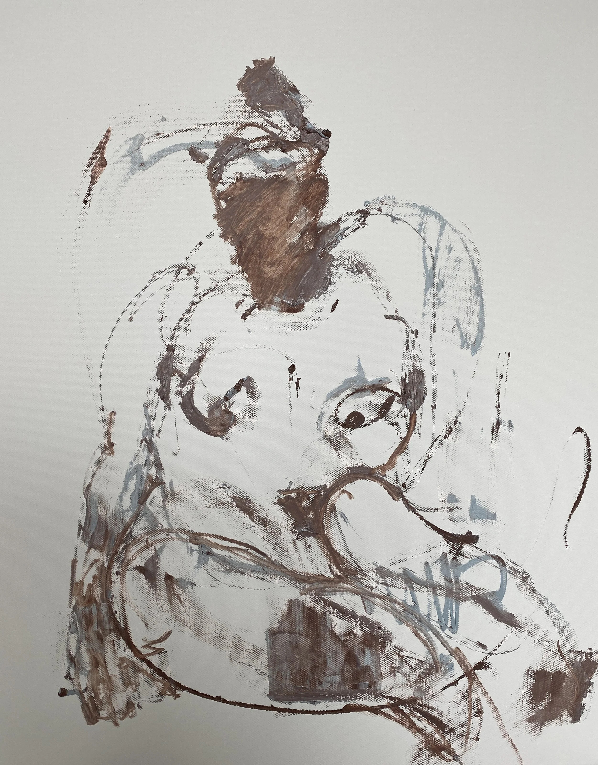 Figure Study in Brown and Gray II, oil on canvas, 30x24, 2025