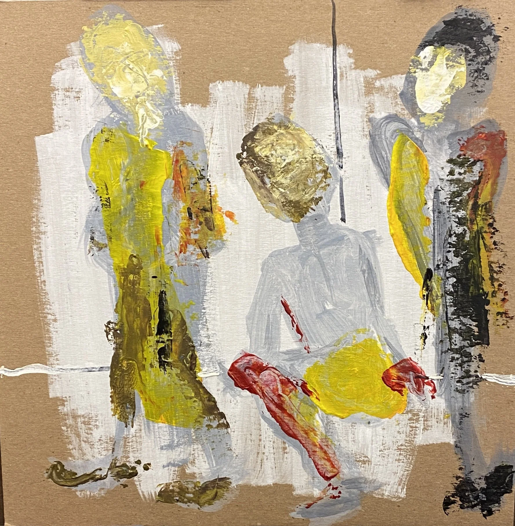 Trio, 12x12, acrylic on cardboard, 2025