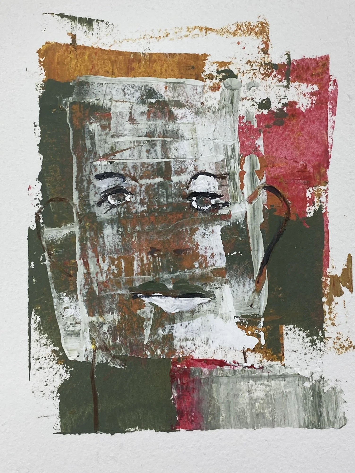 Face Study I Savannah, 5x6, acrylic and pencil, 2025 Private Collection