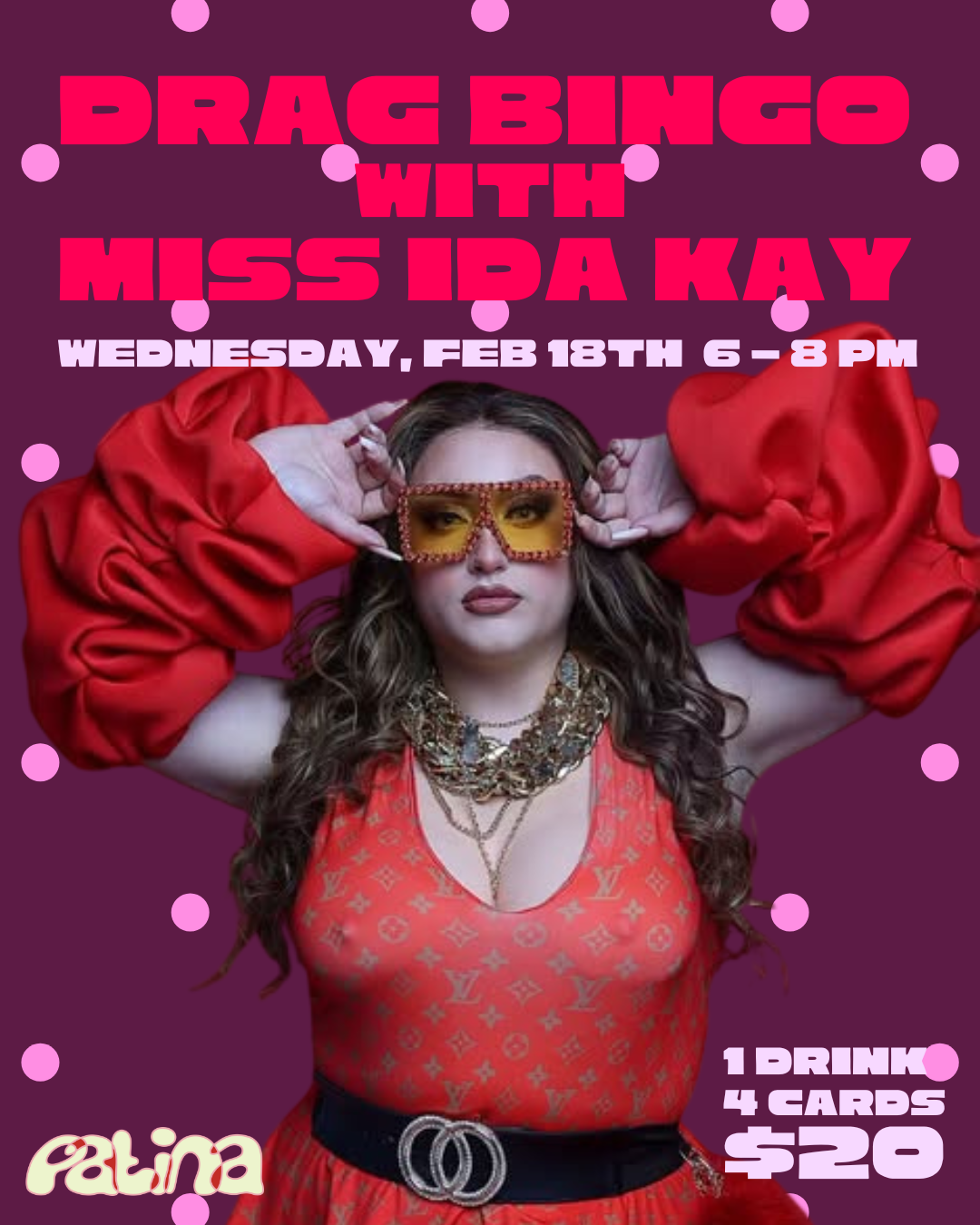 February 18 7:30-9pm Drag Bingo with Miss Ida Kay