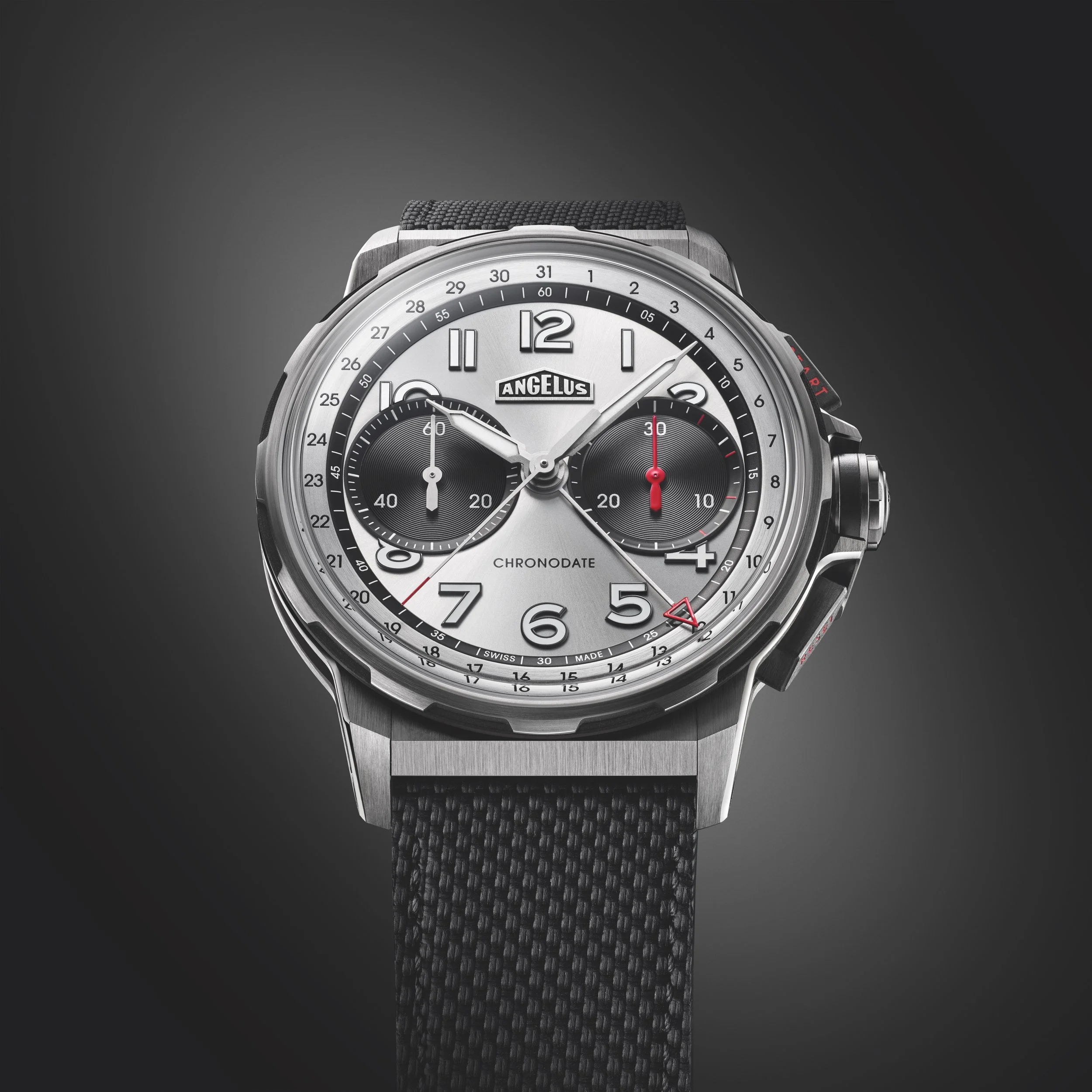 Angelus Watches Chronodate Titanium Magnetic Silver Geneva Seal Chicago Watches