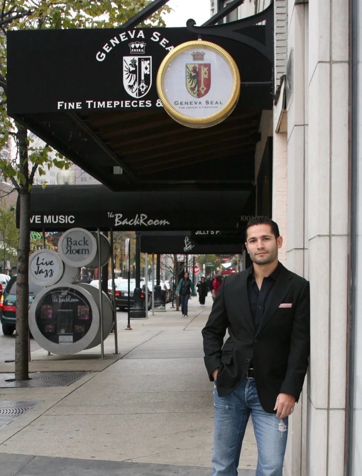 Leonard Goldberg pictured in front of the first Geneva Seal boutique in Chicago.
