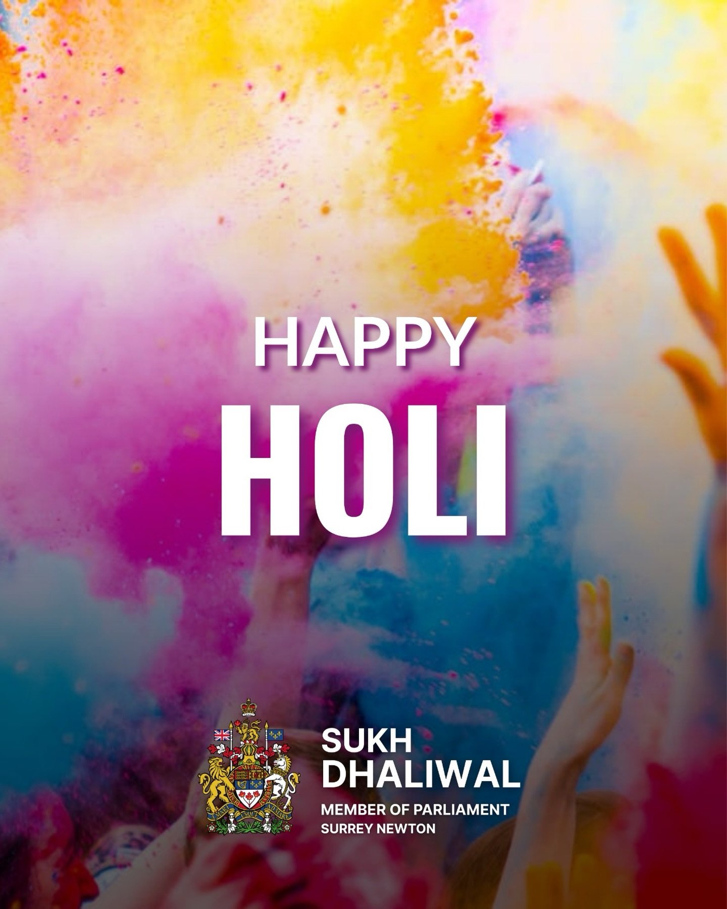 Happy Holi to everyone celebrating in Surrey Newton and across Canada! 

Wishing you a joyful Festival of Colours filled with happiness and bright beginnings as we welcome the arrival of spring.

#HappyHoli #FestivalOfColours #SurreyNewton #Canada