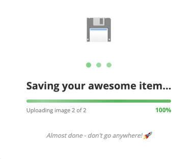A save screen after uploading images to the fundraiser event page.