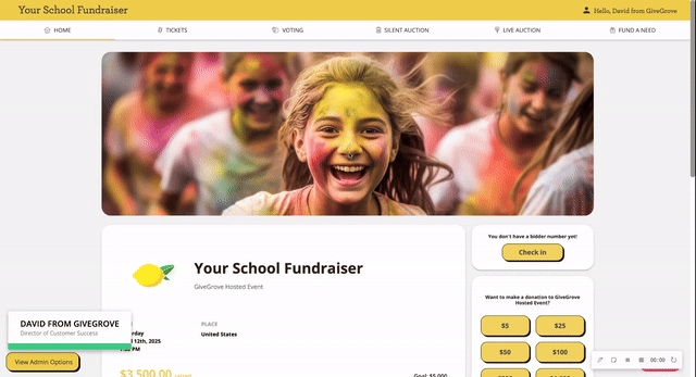 A gif showing the updates on the fundraising donor page—highlighting the rounded buttons, dynamic toggles, and rounded banners.