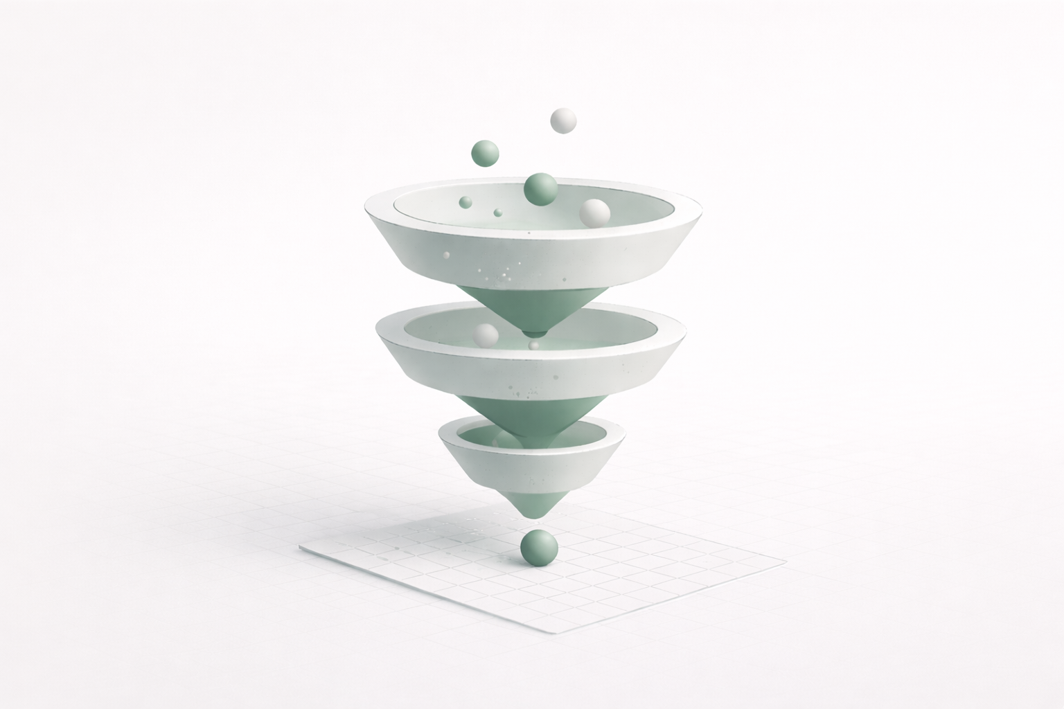 Marketing funnel illustrating structured customer lifecycle stages from acquisition through retention and growth.