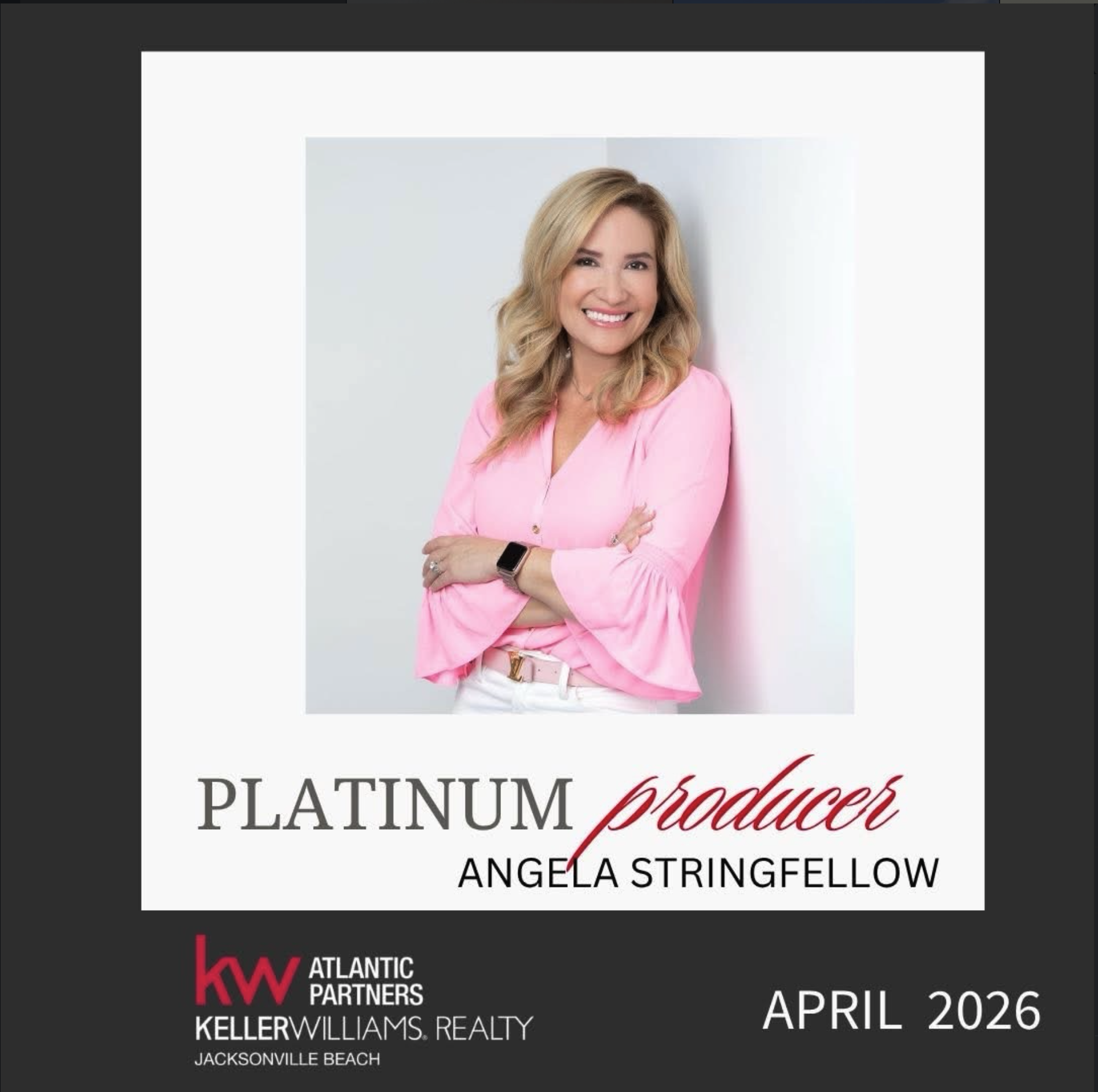 Angela Stringfellow platinum producer, Keller Williams Atlantic partners, April 2026