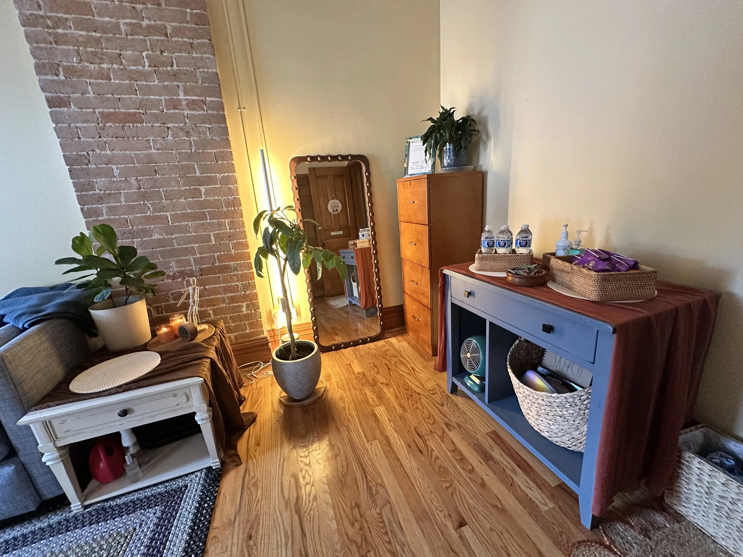 view of office featuring couch