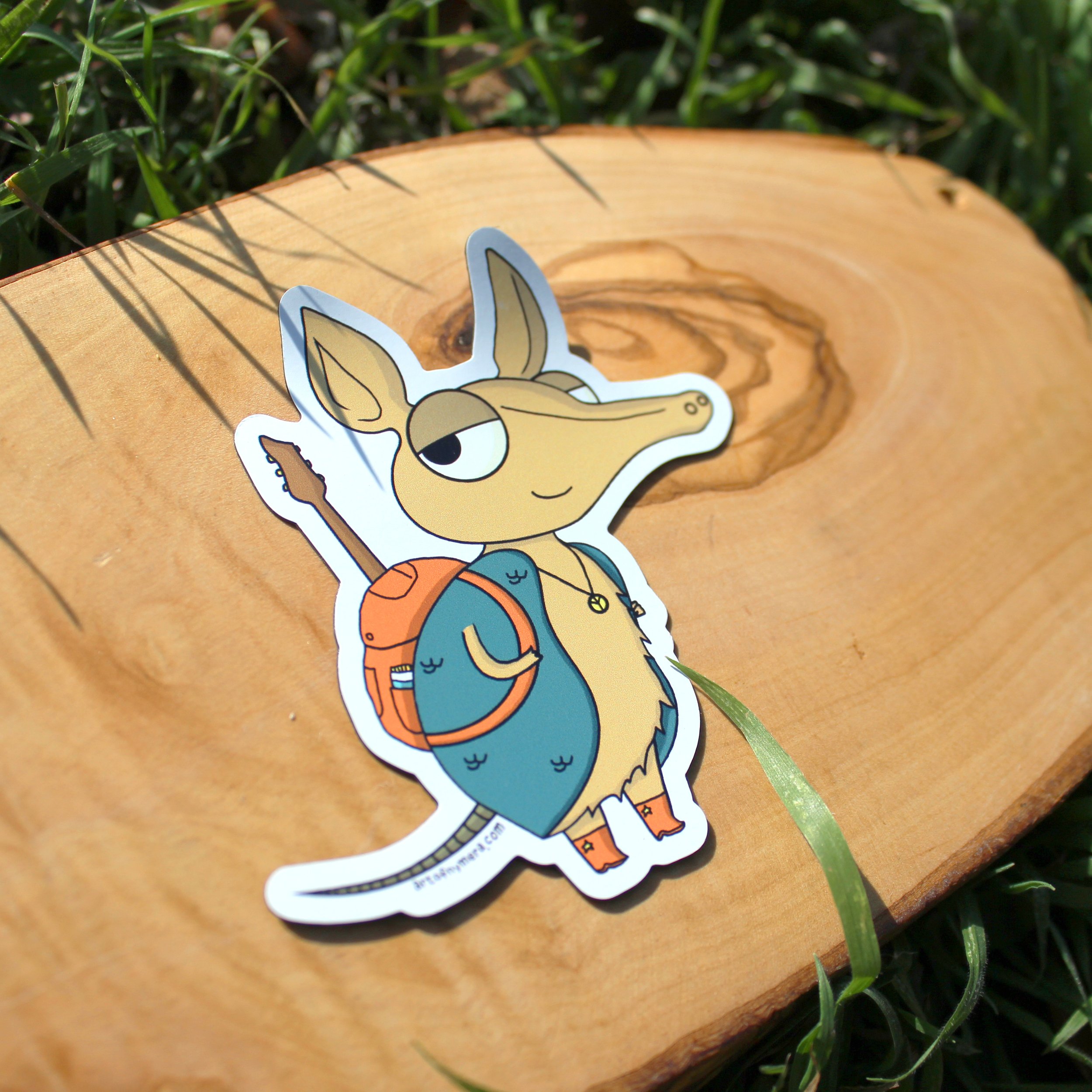 Art the Armadillo Die-Cut Sticker