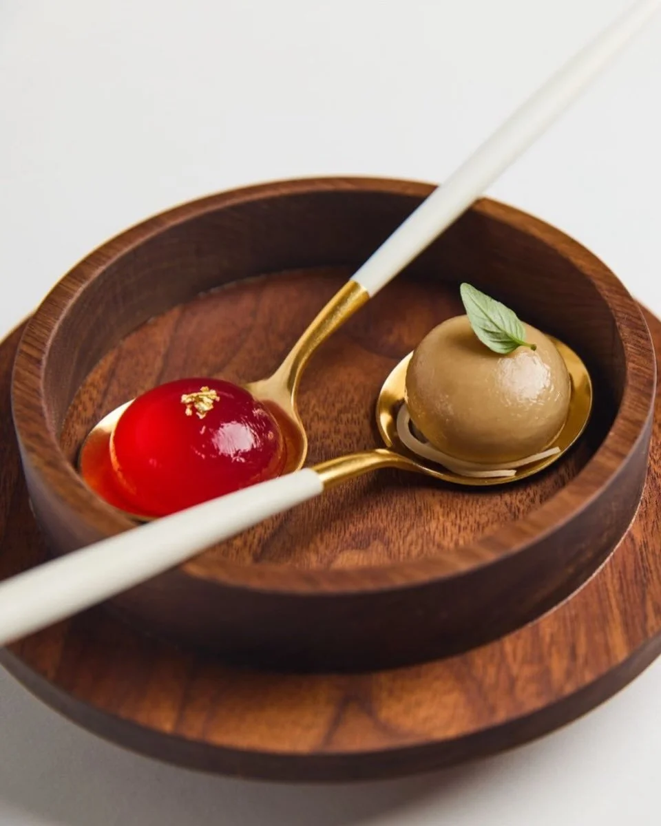 A constant on the aKin menu.

aKin always features a Sphere, a single bite designed to capture the soul of a dish. Past iterations have included Tom Yum, Xiao Long Bao, Hainan Chicken Rice, and Hot Pot.

This menu&rsquo;s Sphere turns to Vietnam&rsqu