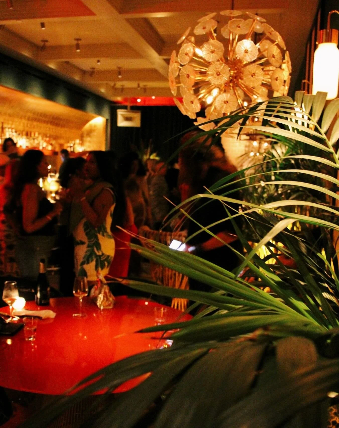 The evening comes alive beneath Murano glass chandeliers.