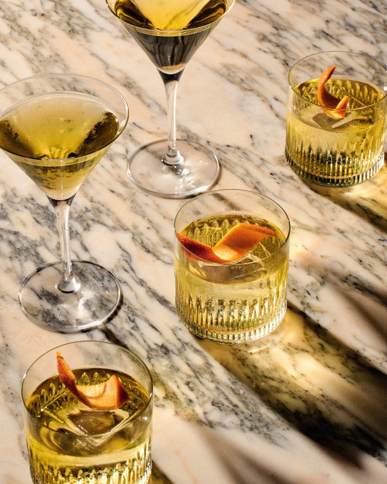 A gilded backdrop and cocktails to match.