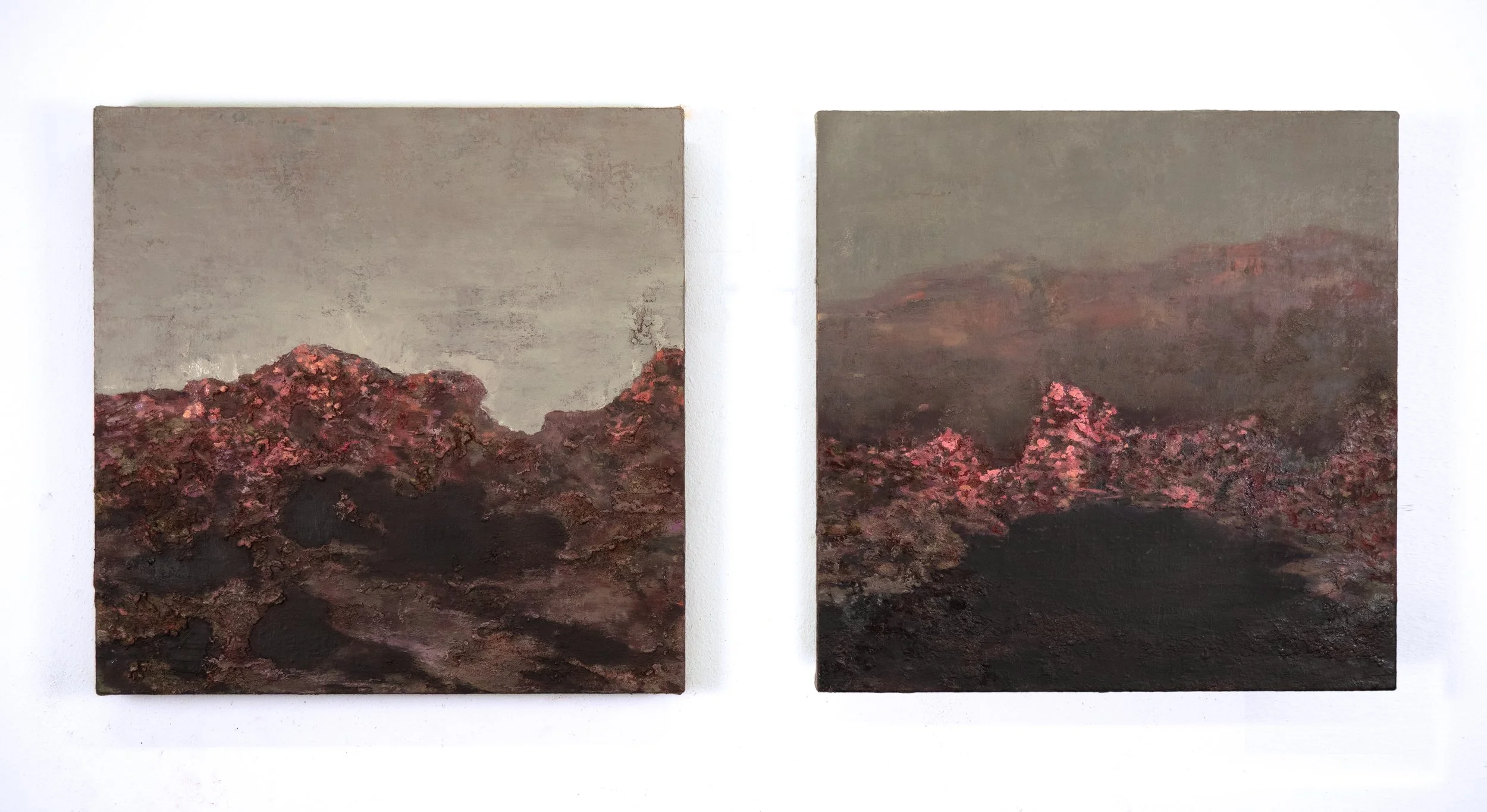 Floodland II, 16" x 16" x 2, Oil, wax, marble dust on linen on handmade panel, 2024