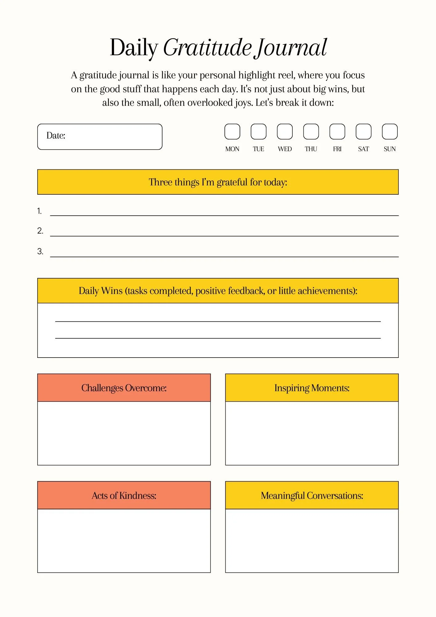 Daily Gratitude Journal