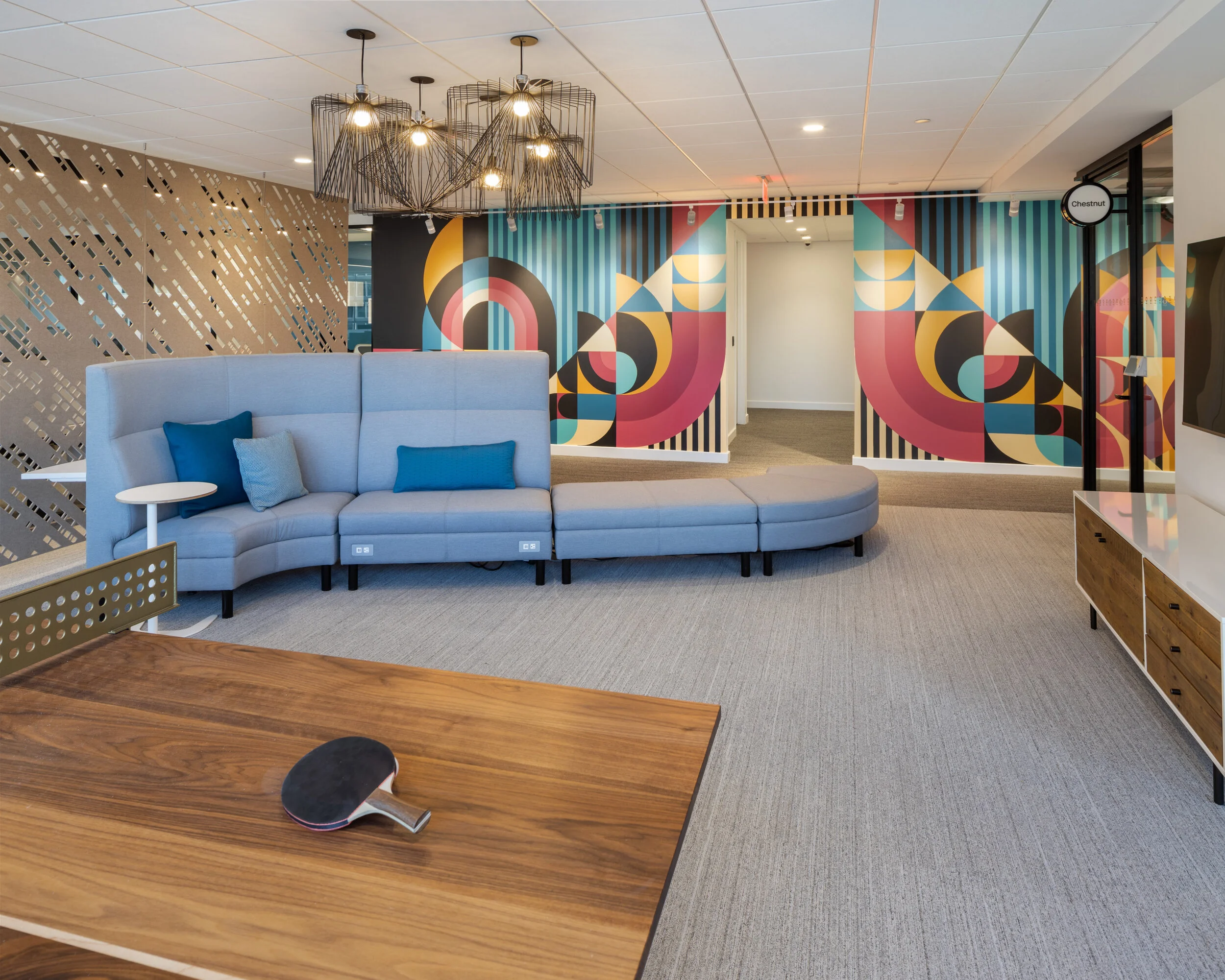 Ping-pong gets an elevated vibe when it’s played on a retro-cool teak table.