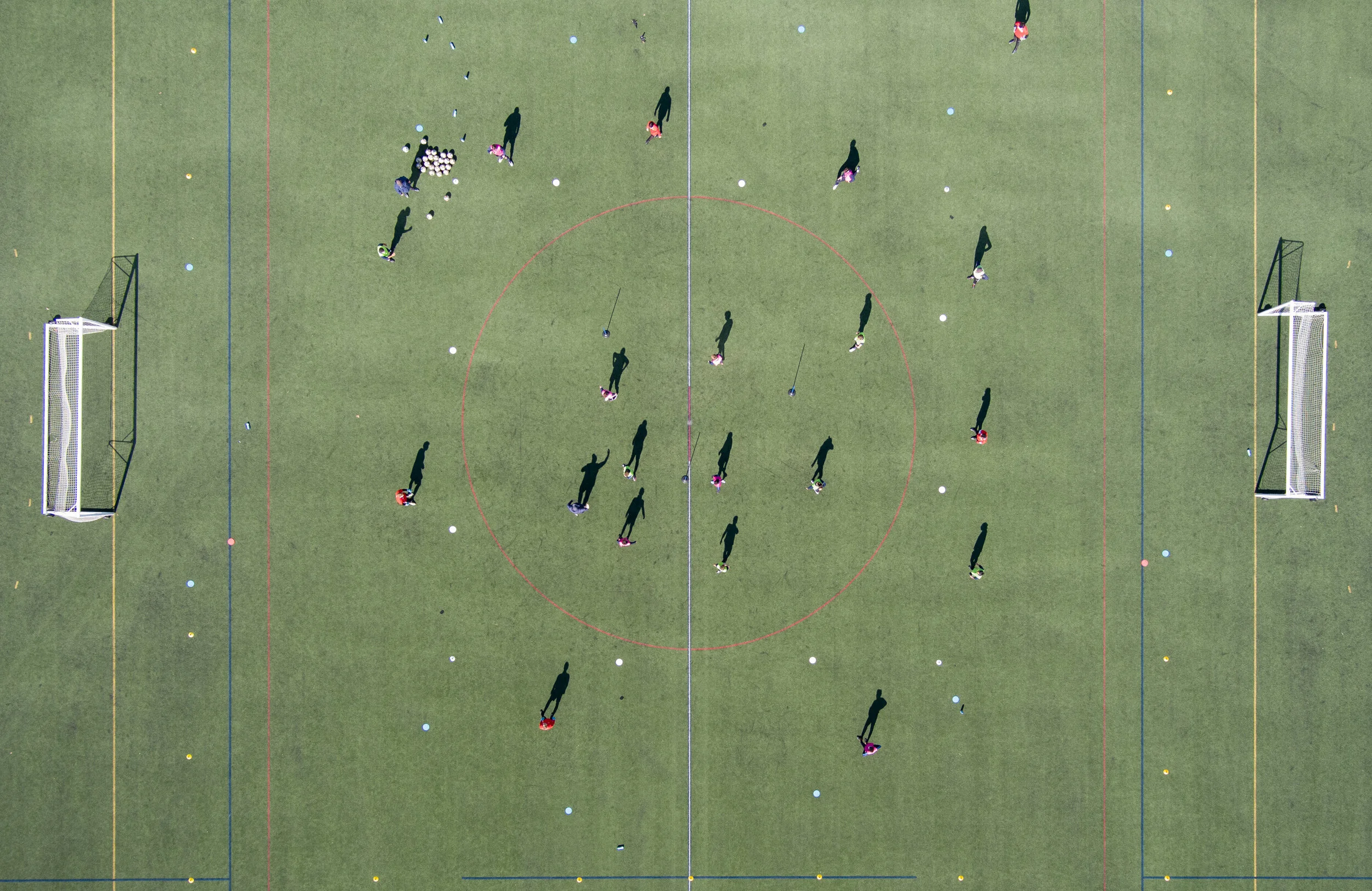Soccer players practice at the University of Pennsylvania.