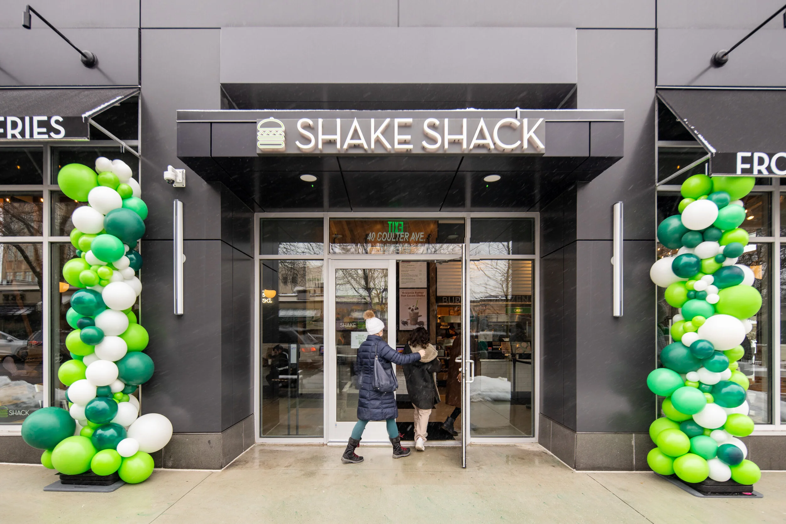 The Suburban Square store entrance celebrated opening day.