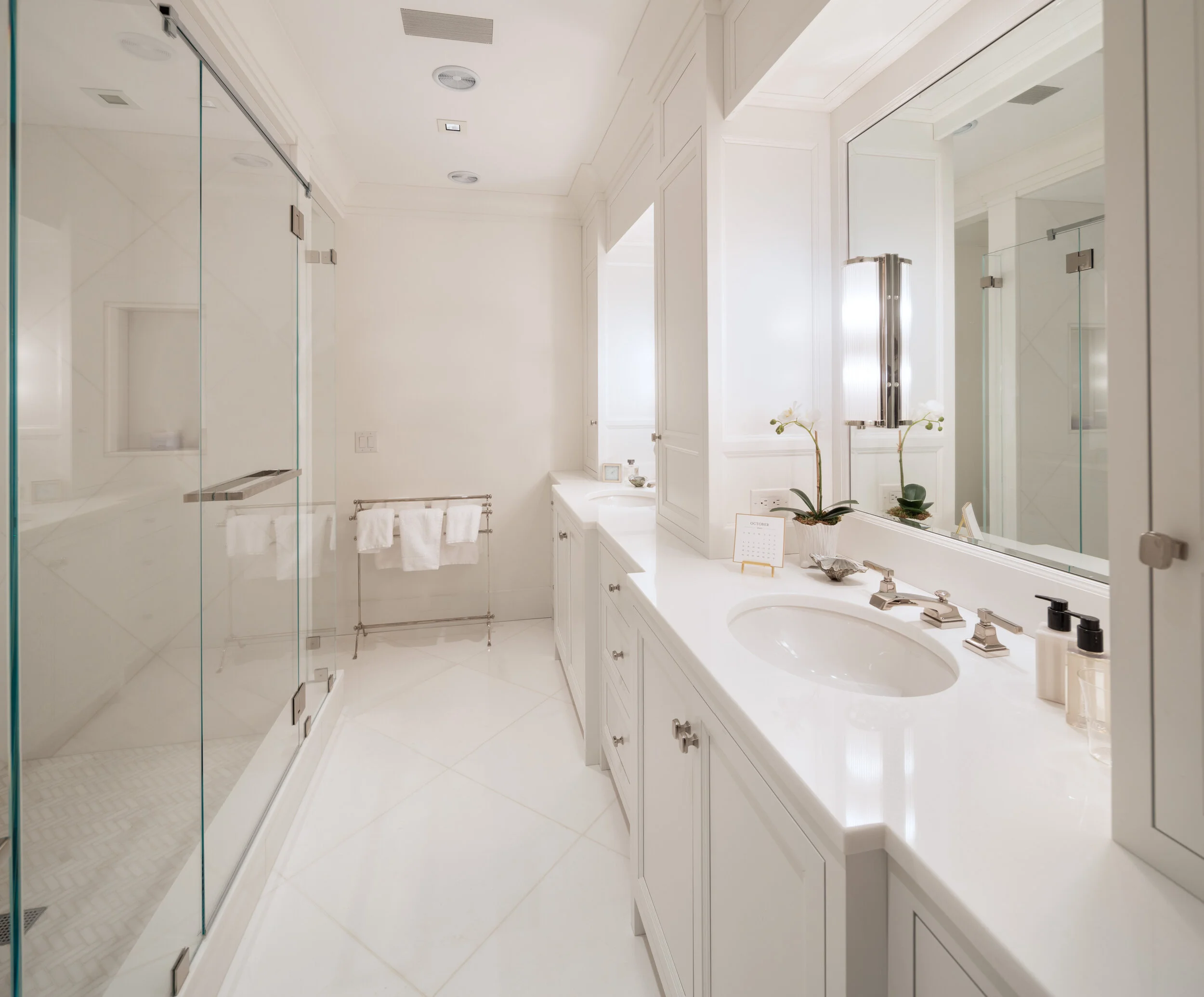 Clean lines and pristine surfaces start the day on a fresh note.