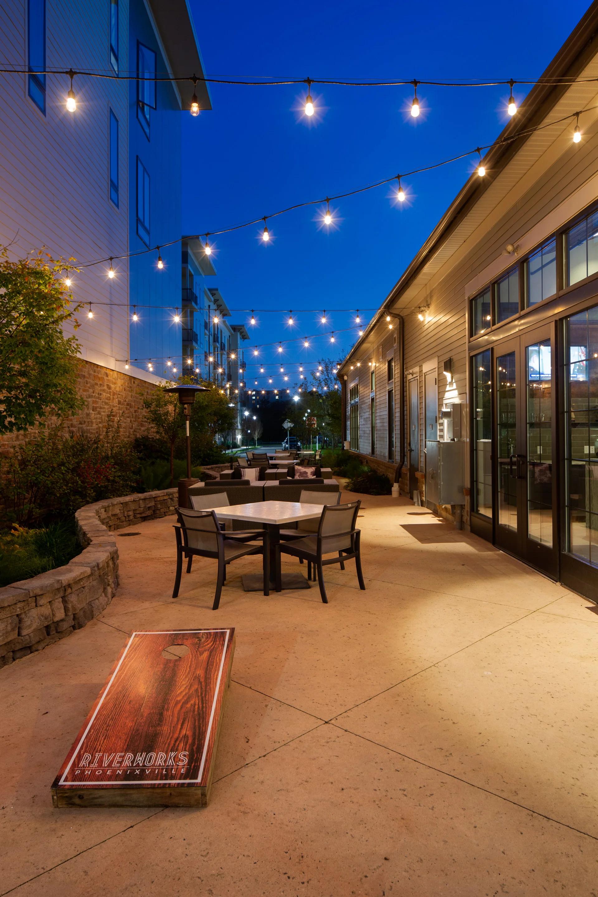 The evening awaits….Riverworks Apartments in Phoenixville.