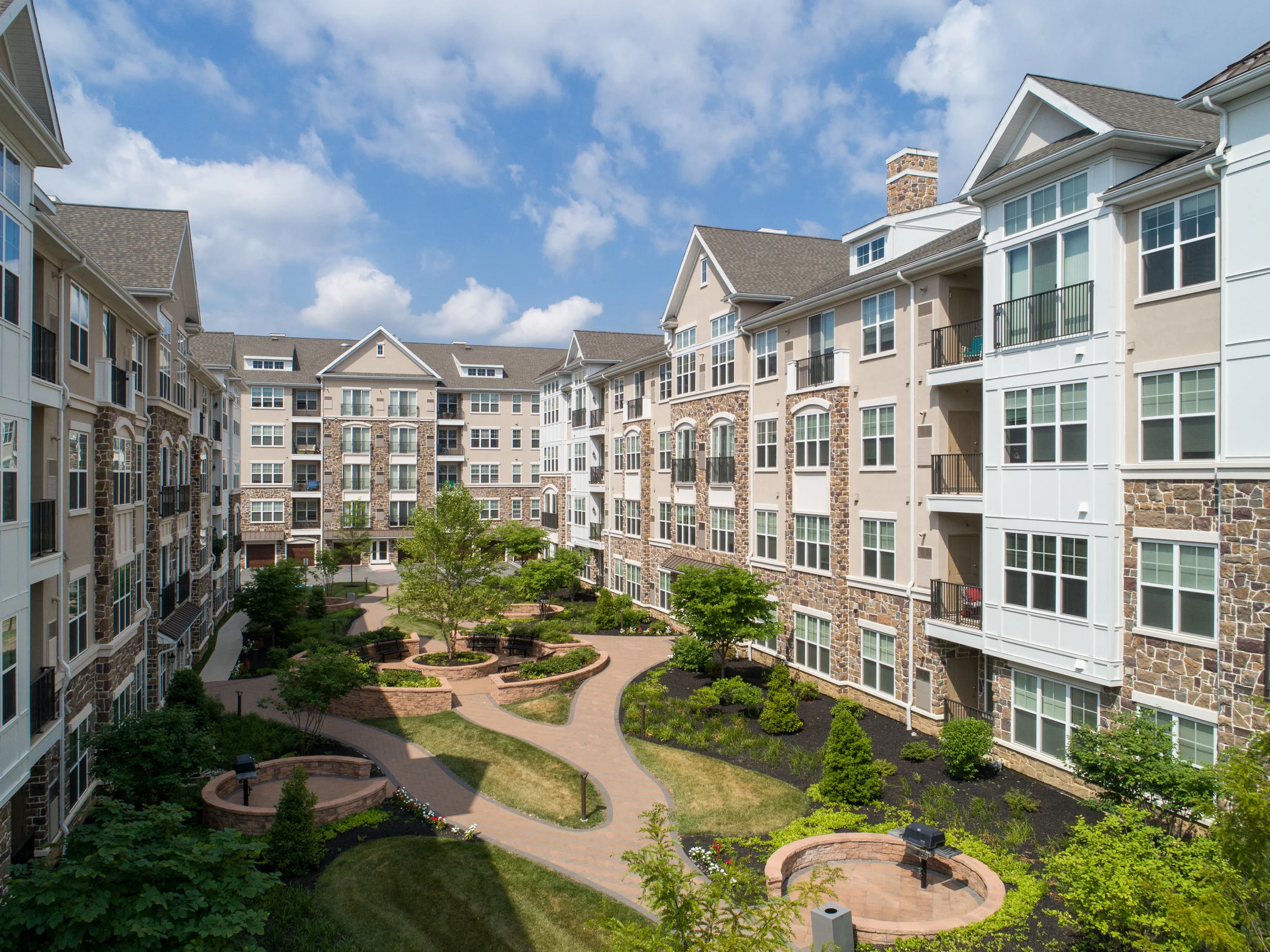Drone as very tall tripod – The Point at Glen Mills Apartments.
