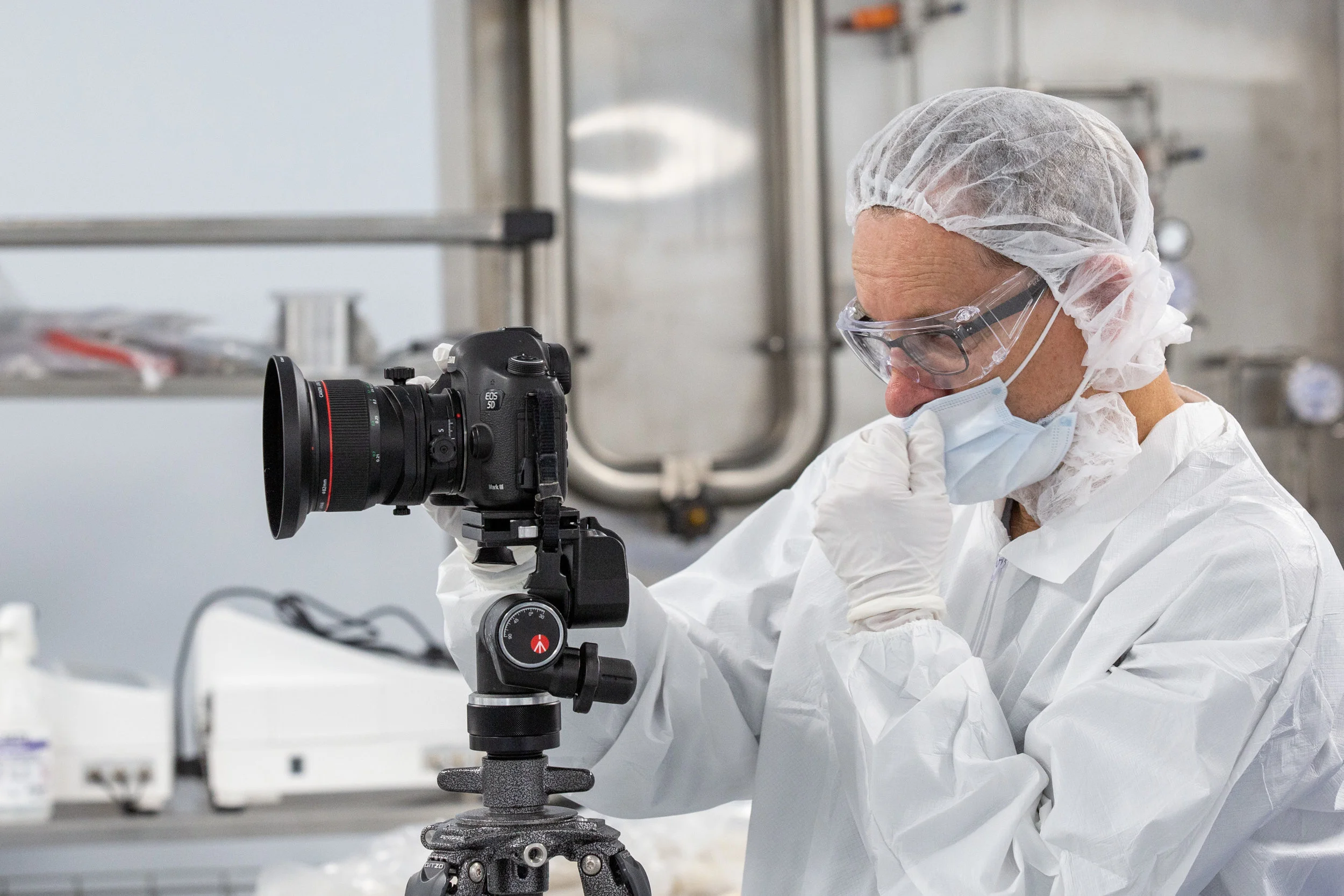 Me with one layer of cleanroom clothing, including a beard net. Why a beard net? – I know I shaved that day!