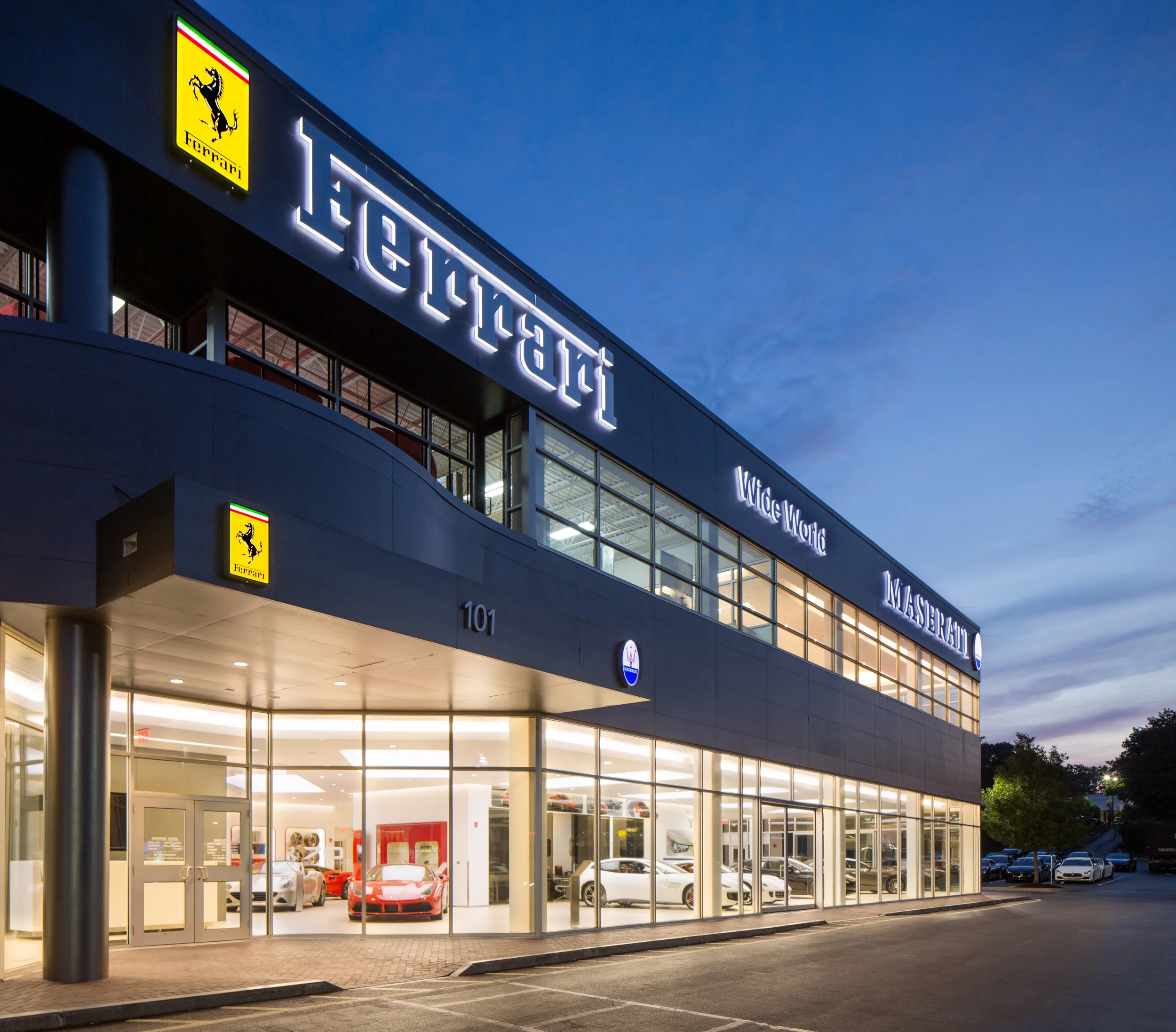 Dusk shines just the right light on one of the world’s most exclusive showrooms.