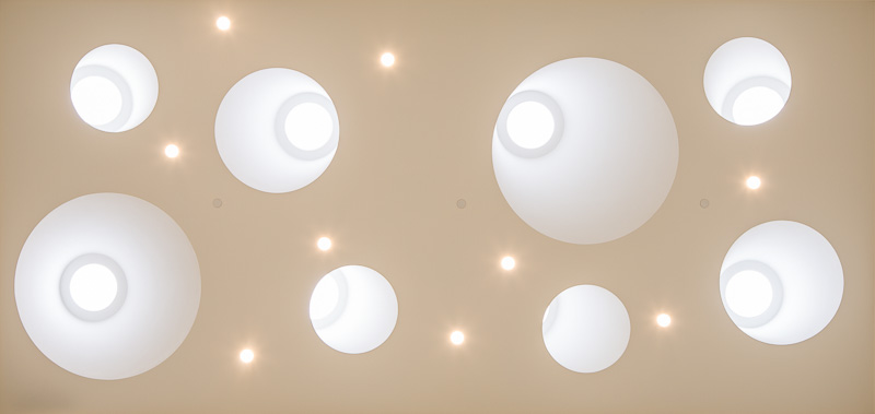 Detail of skylights in the ceiling.