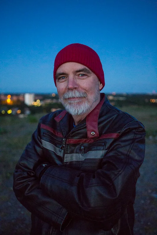 Jeff Stanford dressed for a chilly night. A great friend of mine who has lived in Stockholm for many years. He was a generous host for my wife, Bev, and me.
