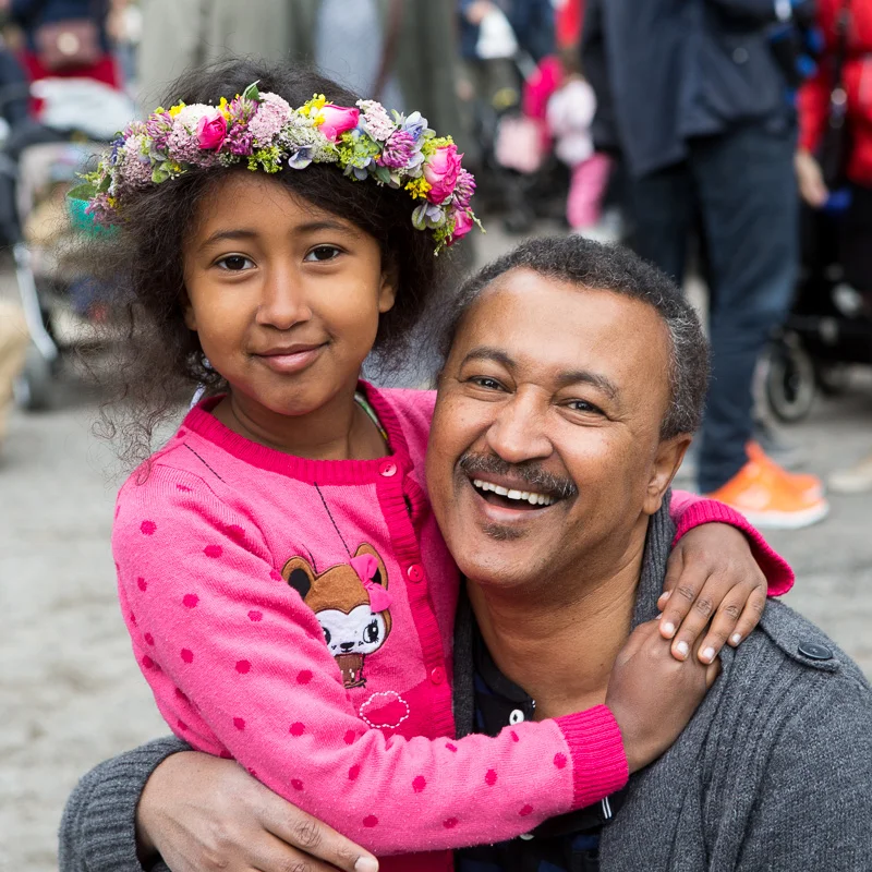 Midsommer celebration in Stockholm: father and daughter, who were originally from Eritrea, and who now call Sweden their home.