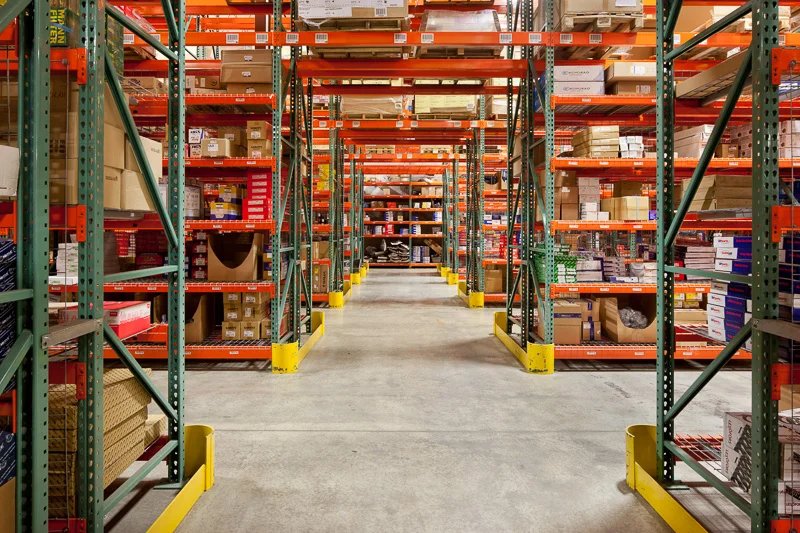 Simplicity and orderliness are key inside a warehouse.