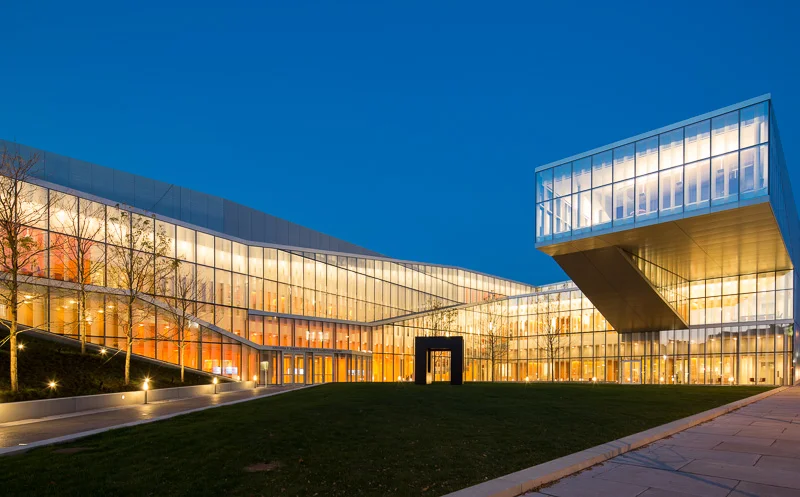 The SingCenter sits on the former site of a windowless engineering building and a parking lot.
