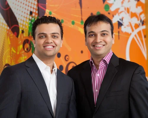 Restaurant owners, Amish and Anish Parikh inside restaurant.