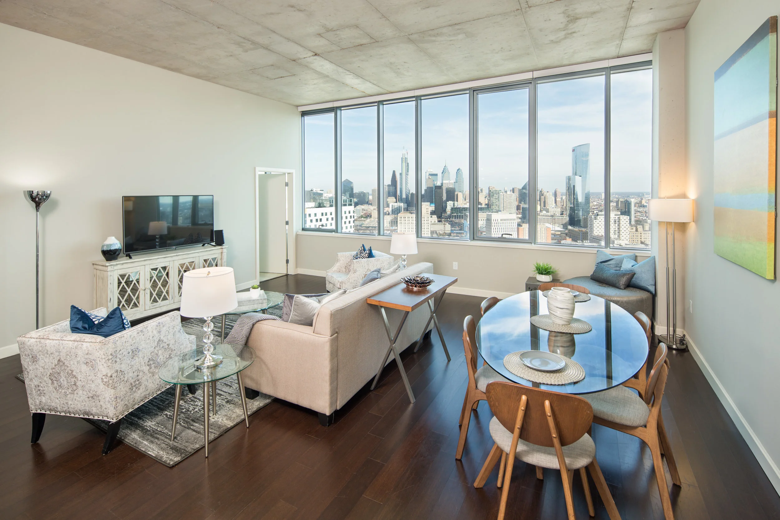 Panoramic views fill each apartment with light.